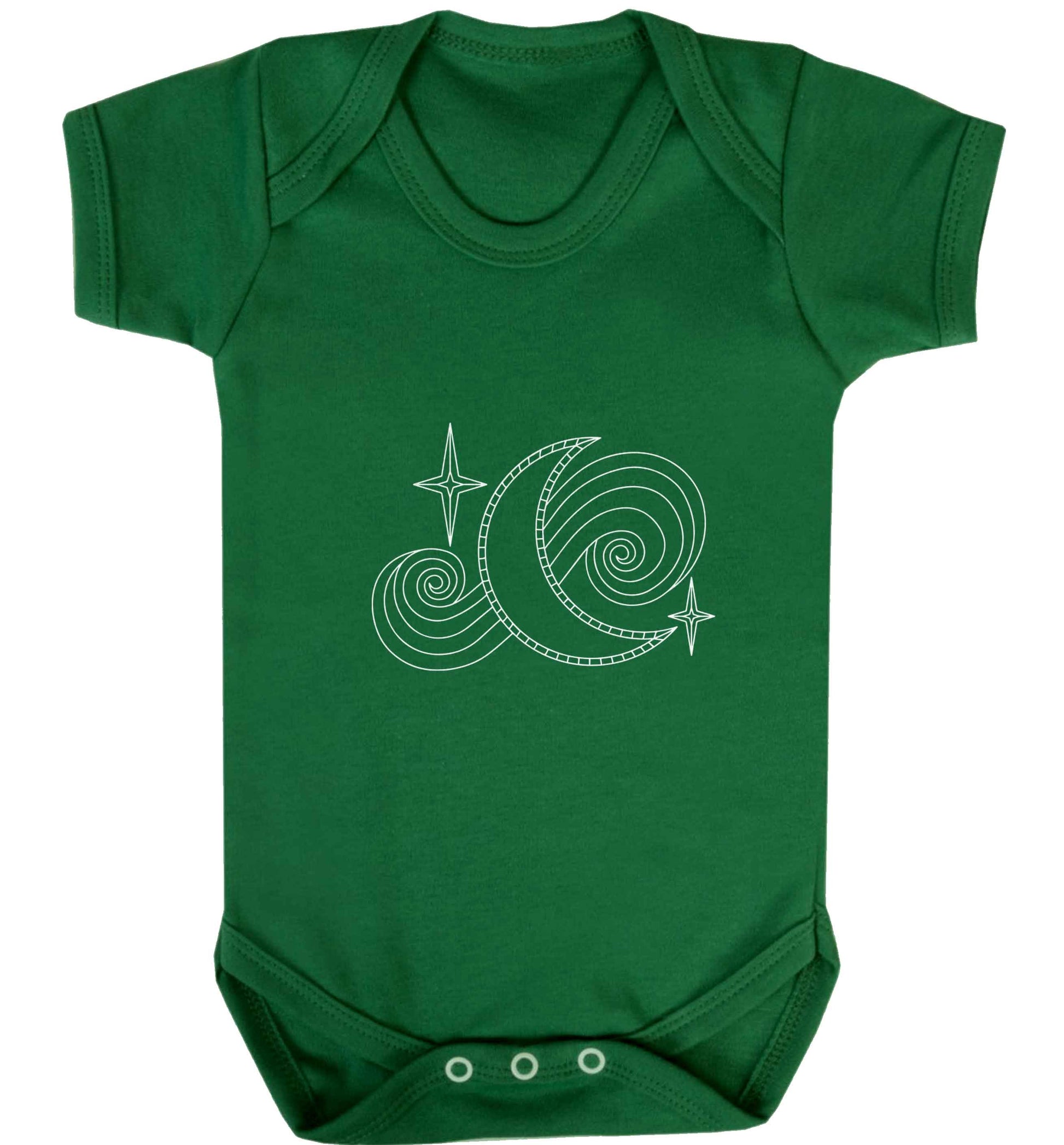 Moon and stars illustration baby vest green 18-24 months