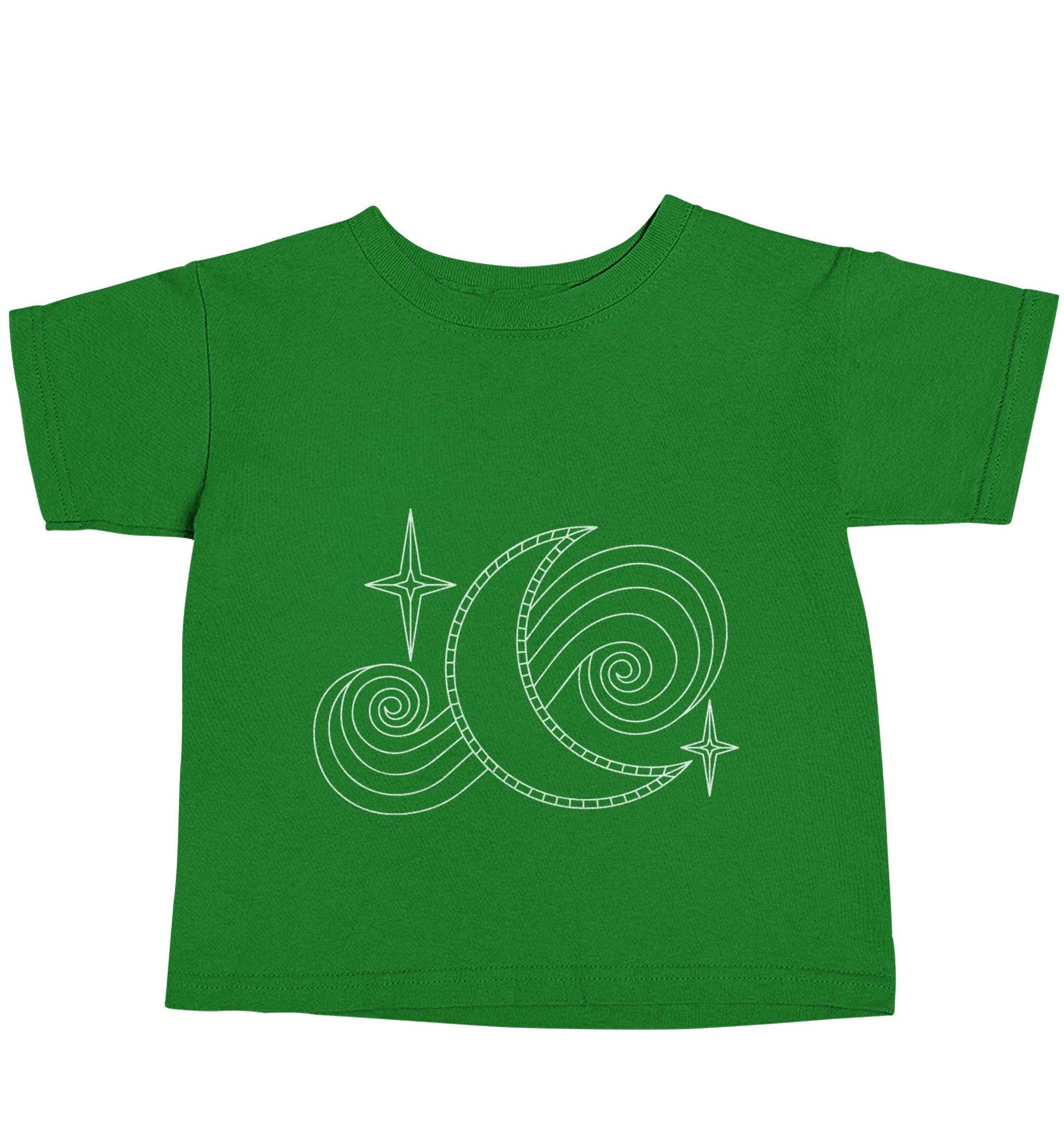 Moon and stars illustration green baby toddler Tshirt 2 Years