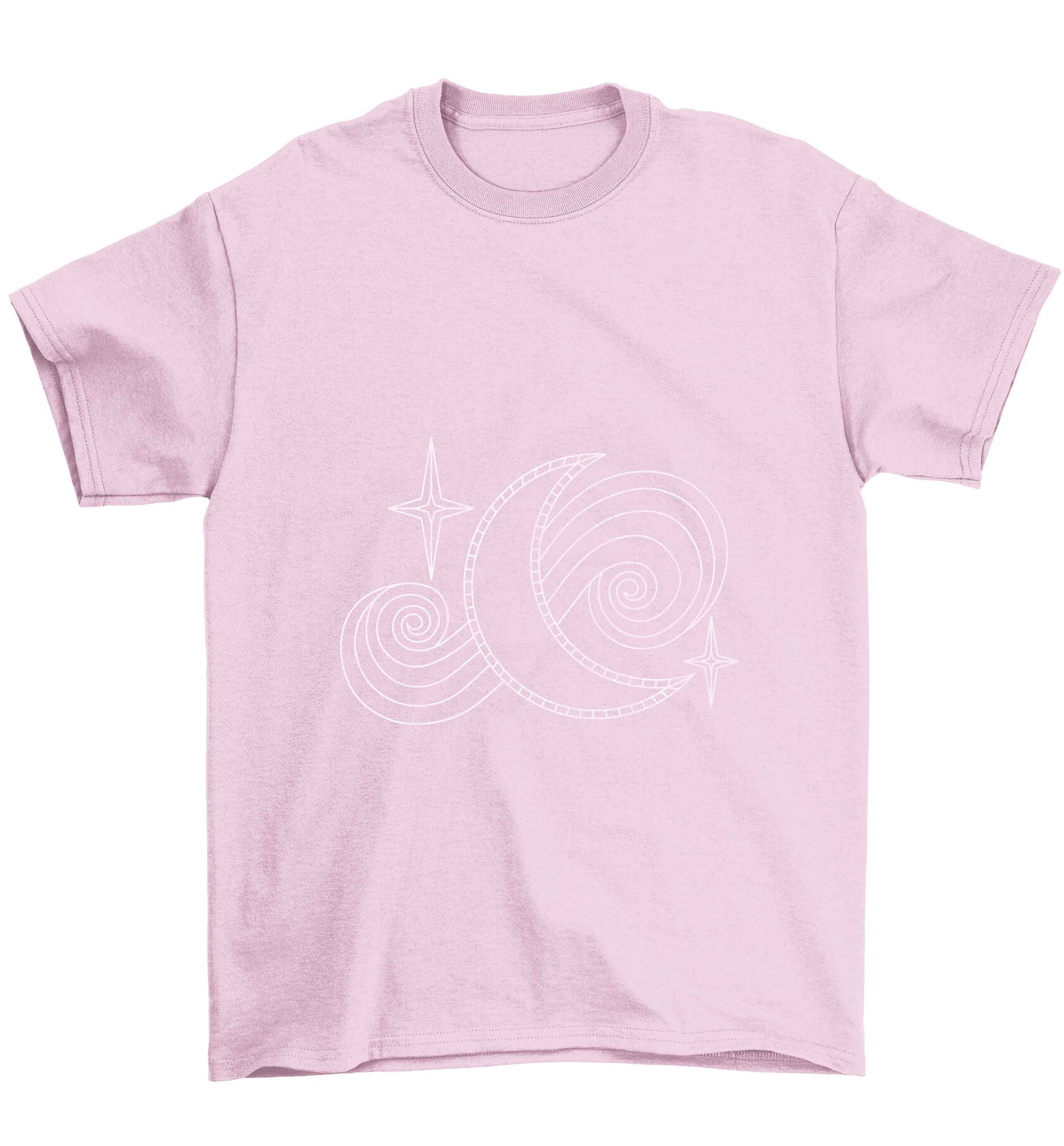 Moon and stars illustration Children's light pink Tshirt 12-13 Years