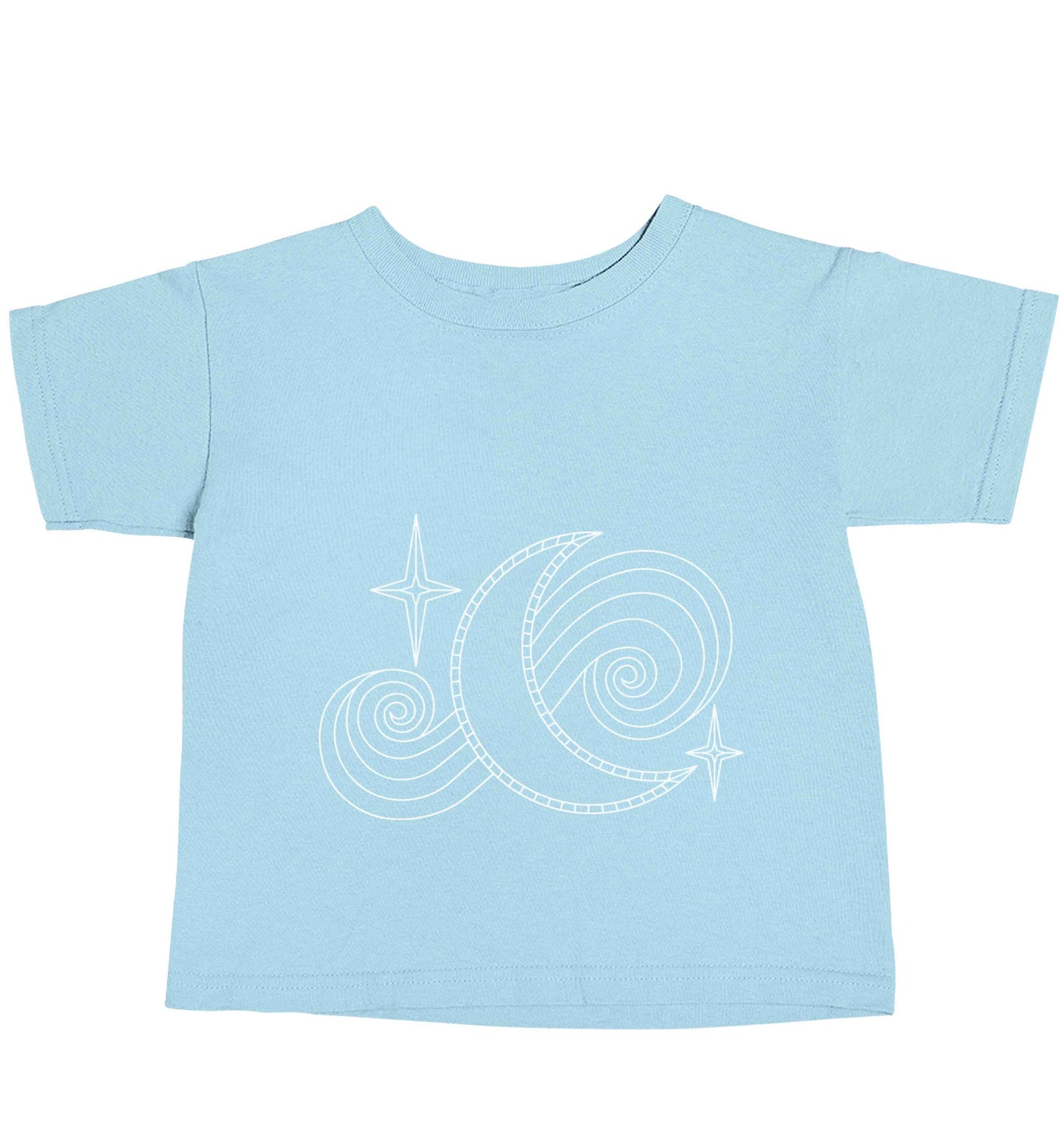 Moon and stars illustration light blue baby toddler Tshirt 2 Years