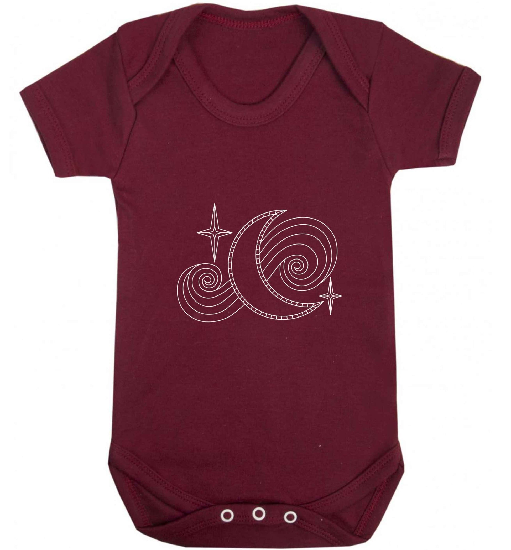 Moon and stars illustration baby vest maroon 18-24 months