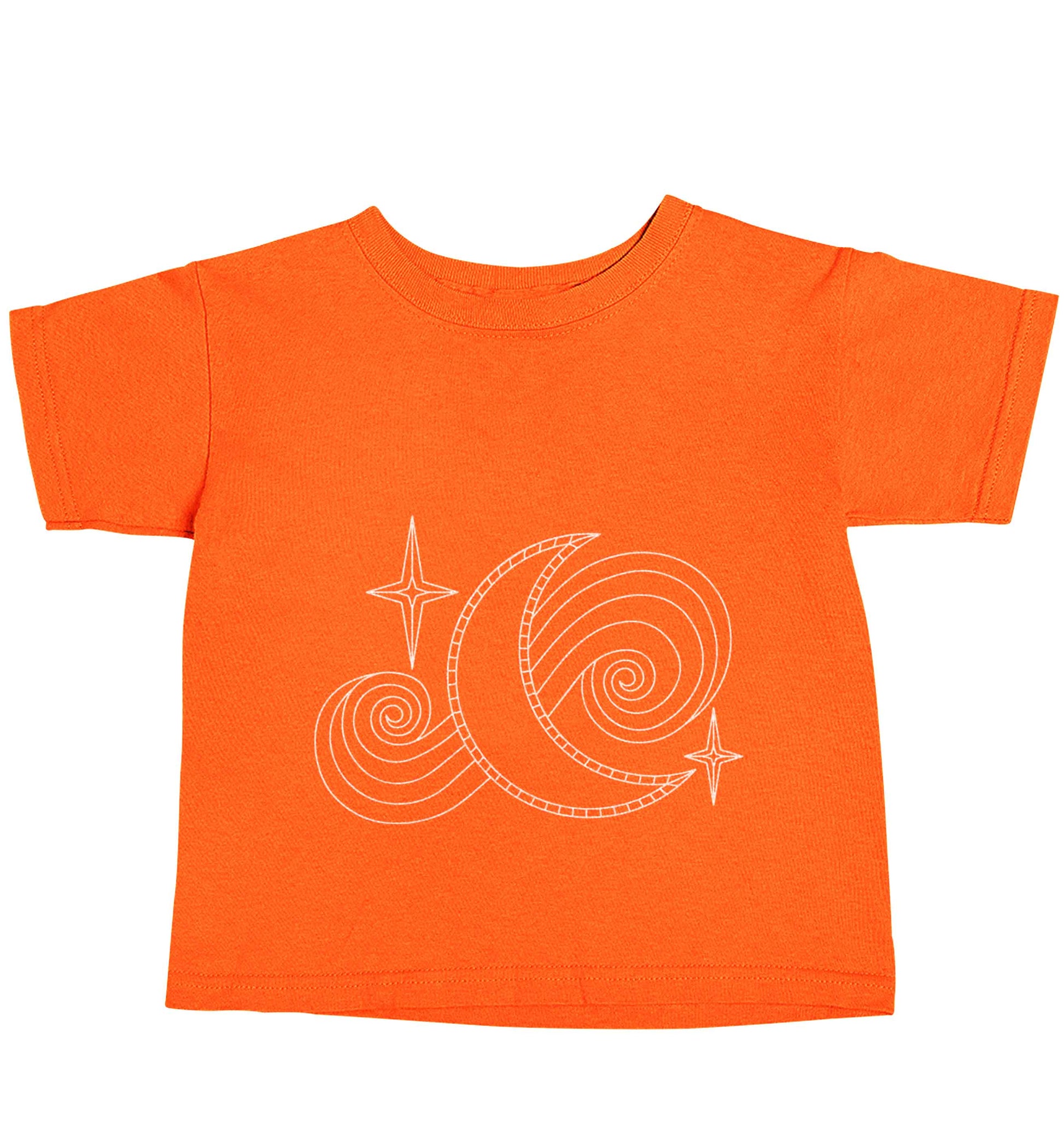Moon and stars illustration orange baby toddler Tshirt 2 Years