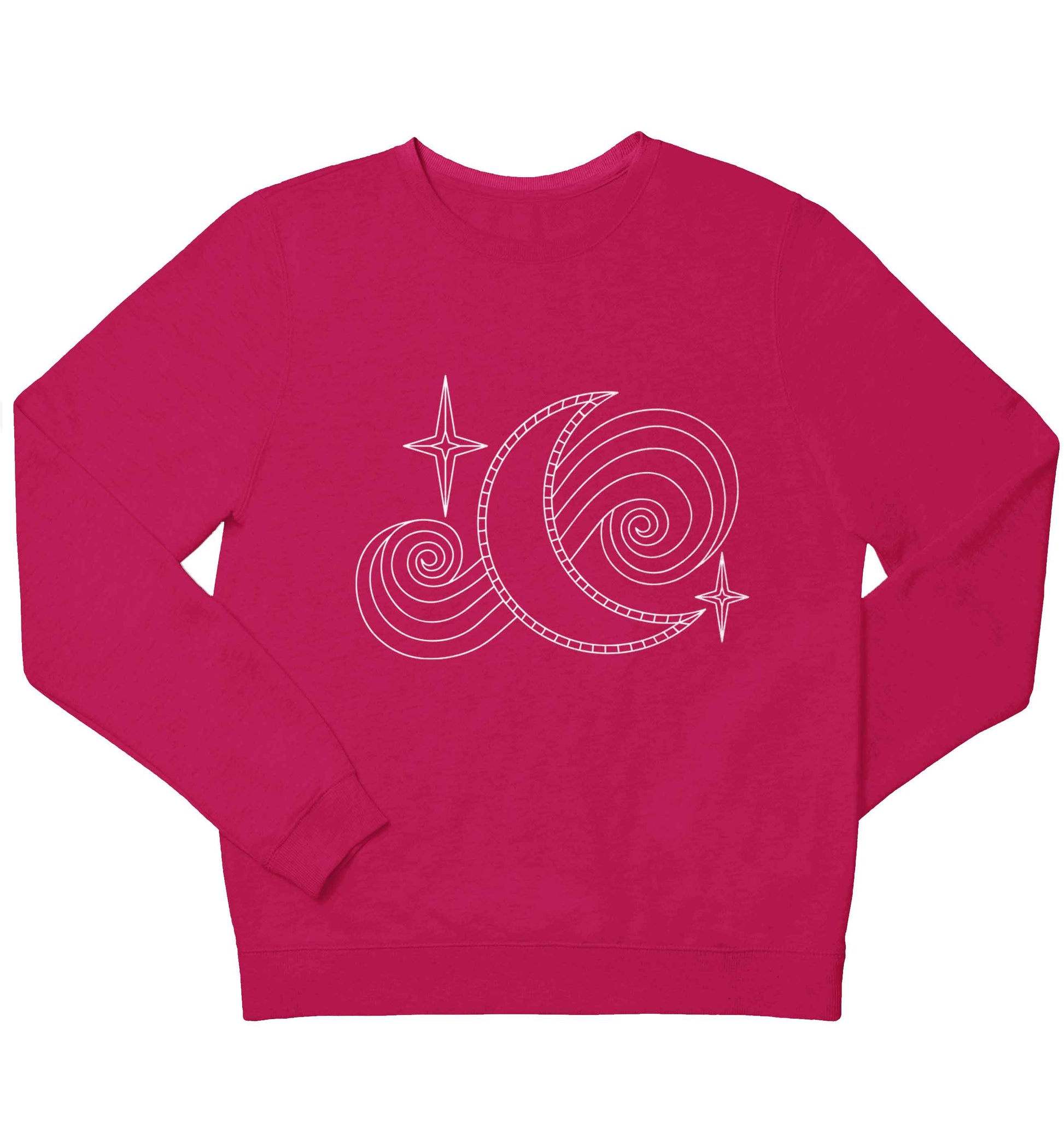 Moon and stars illustration children's pink sweater 12-13 Years