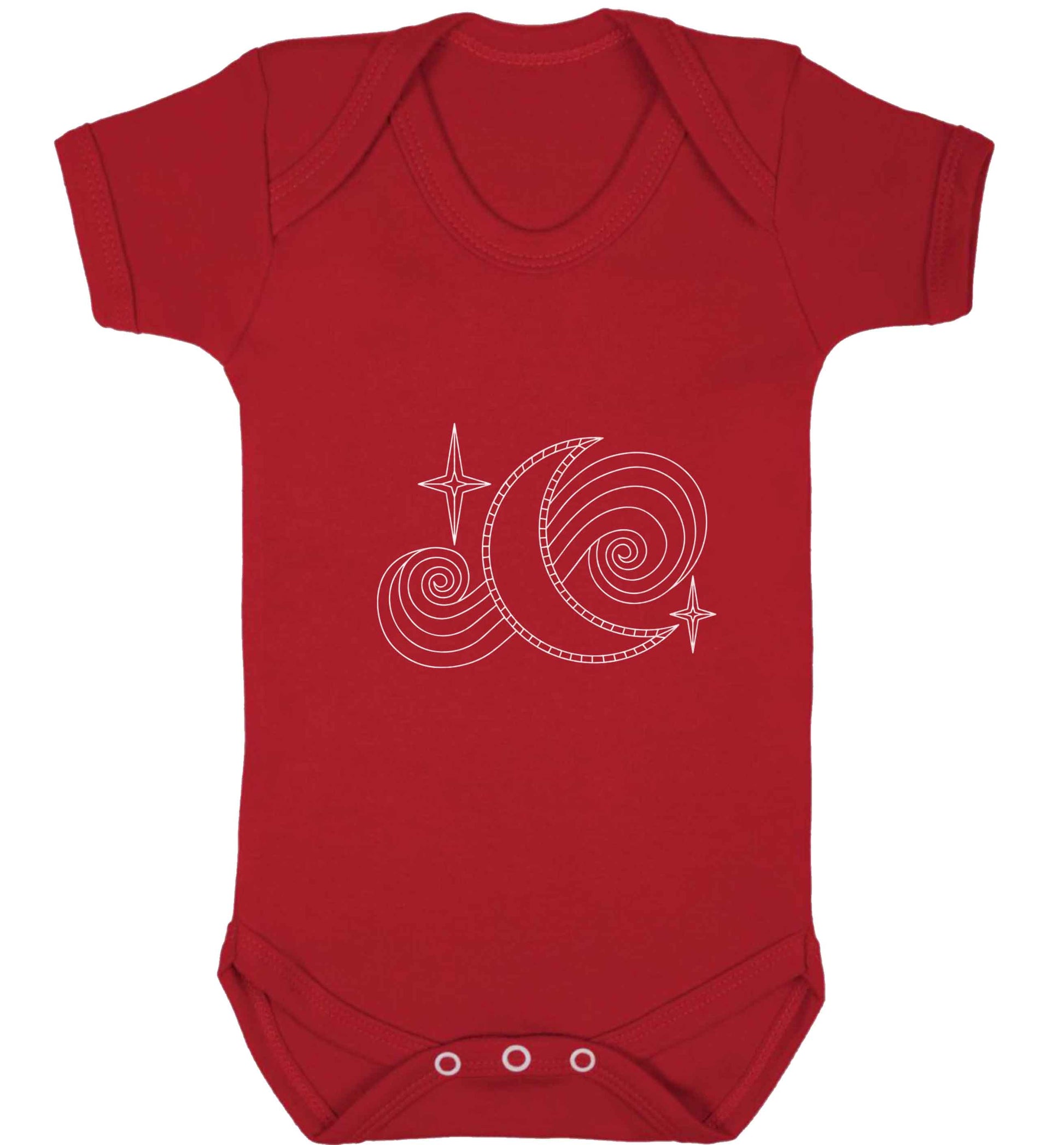 Moon and stars illustration baby vest red 18-24 months