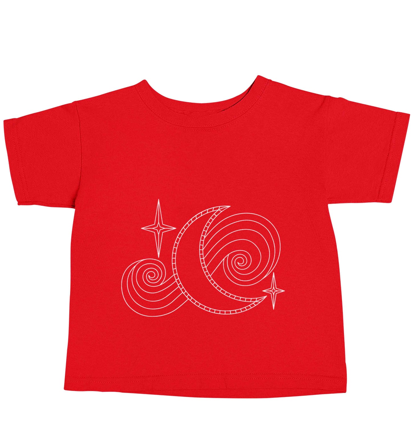 Moon and stars illustration red baby toddler Tshirt 2 Years