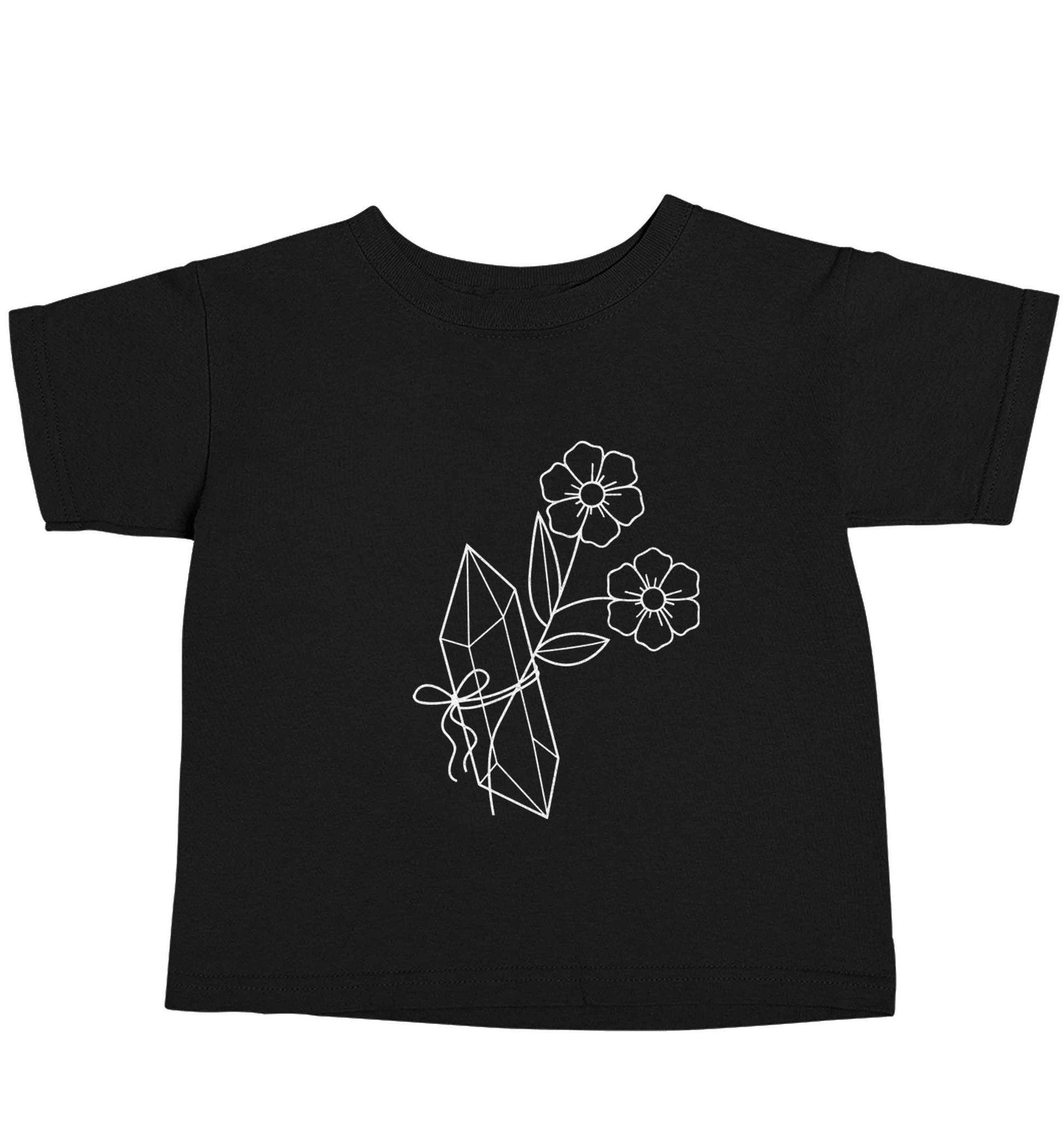 Crystal flower illustration Black baby toddler Tshirt 2 years