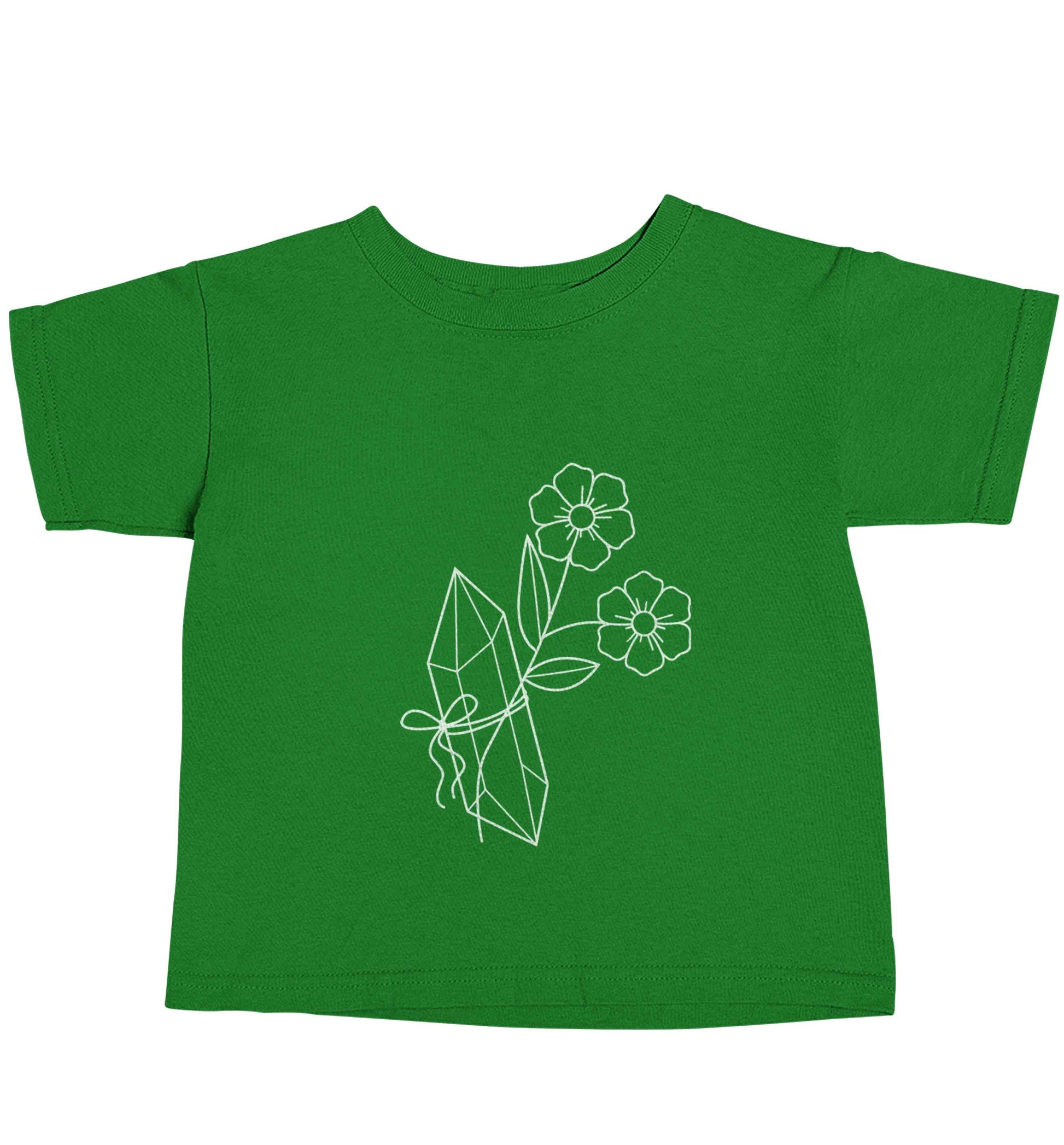 Crystal flower illustration green baby toddler Tshirt 2 Years