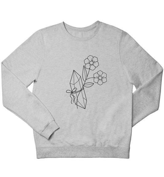 Crystal flower illustration children's grey sweater 12-13 Years
