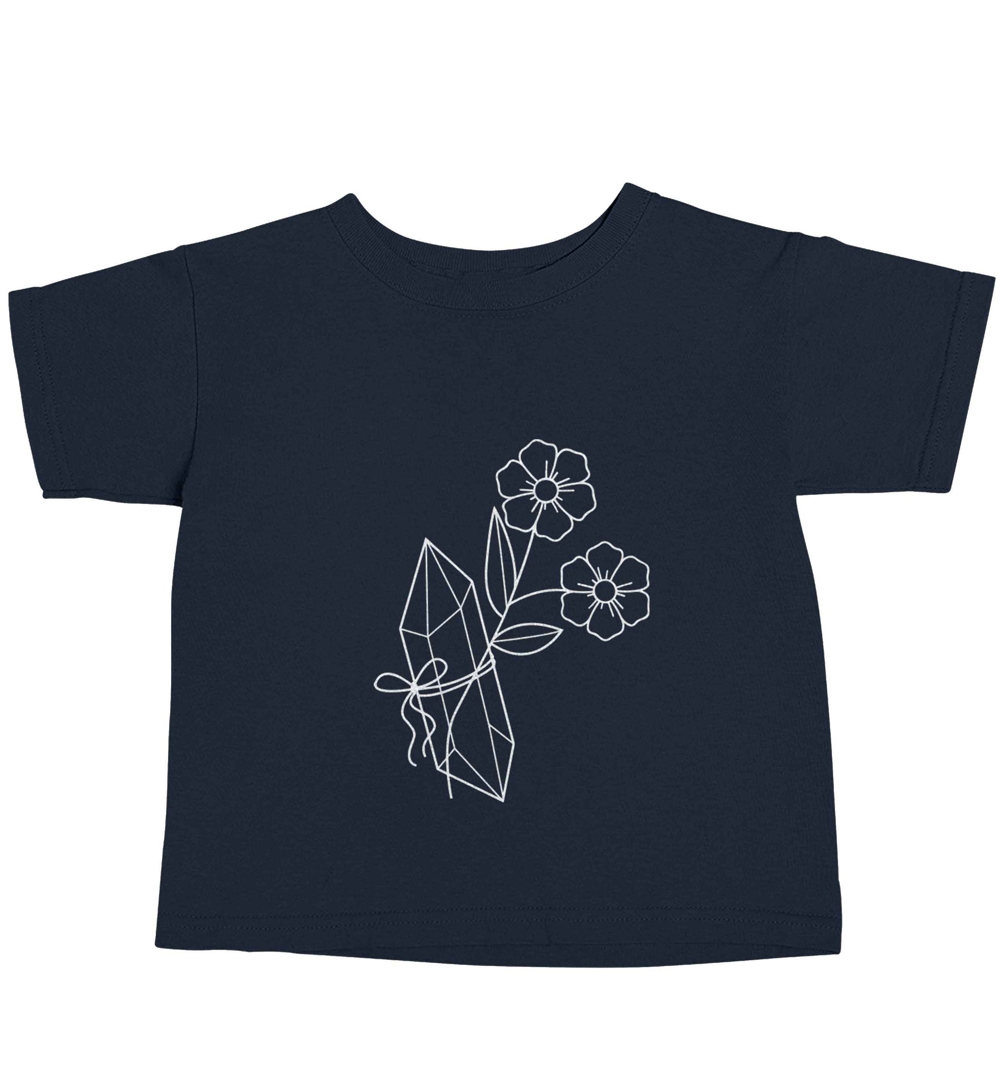 Crystal flower illustration navy baby toddler Tshirt 2 Years