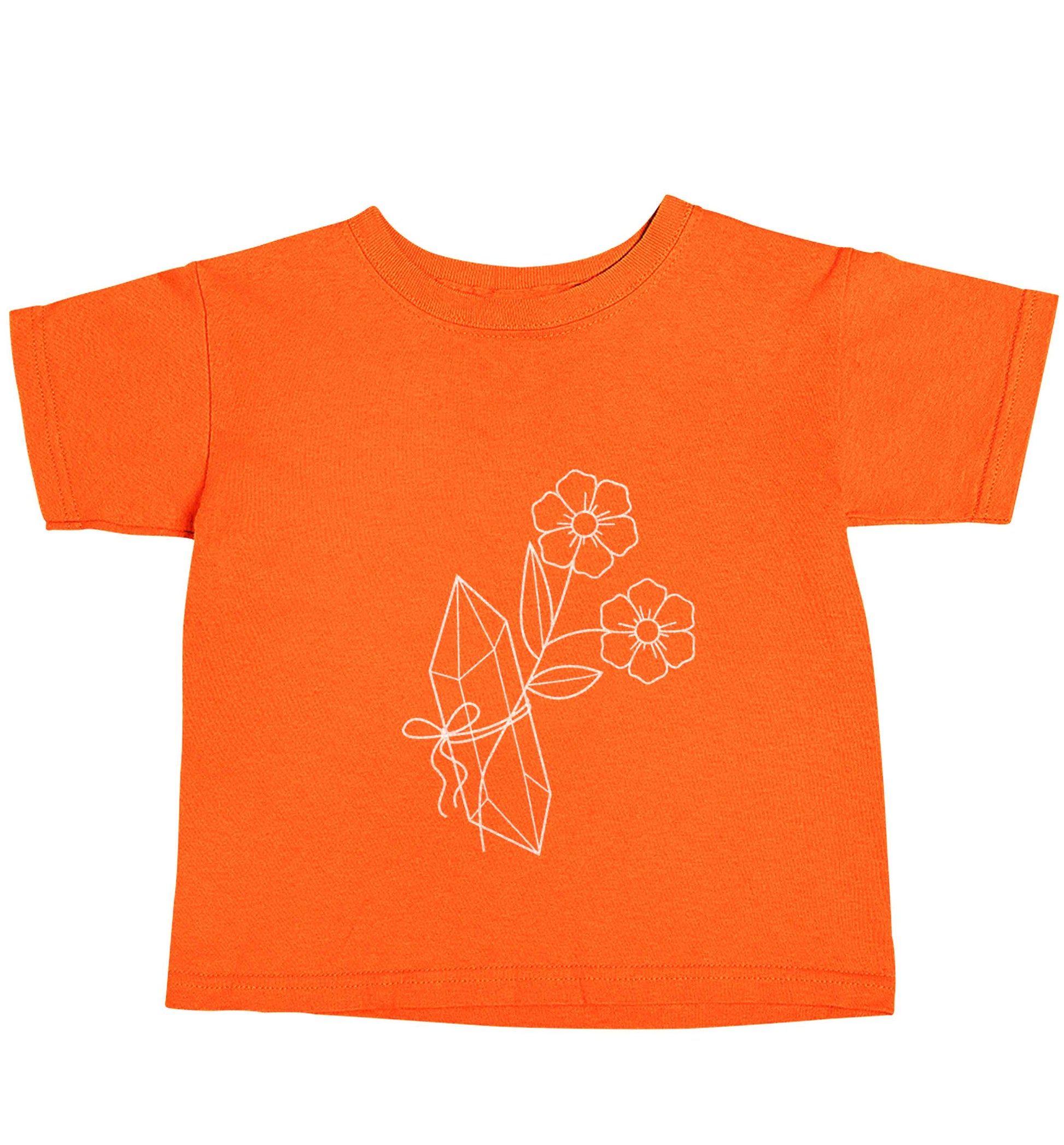 Crystal flower illustration orange baby toddler Tshirt 2 Years