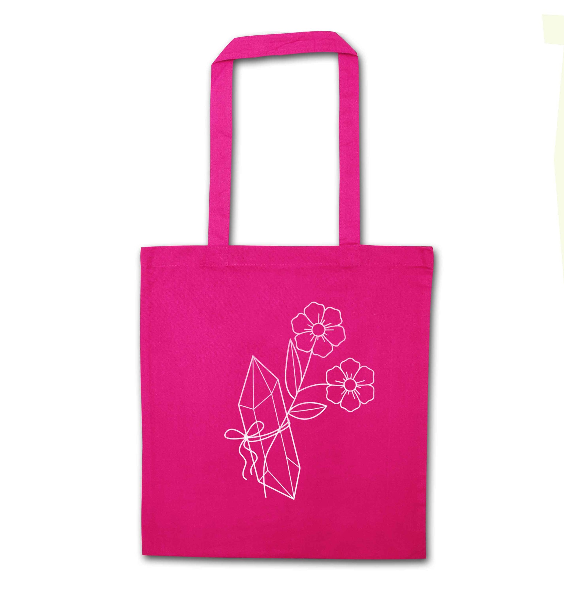 Crystal flower illustration pink tote bag