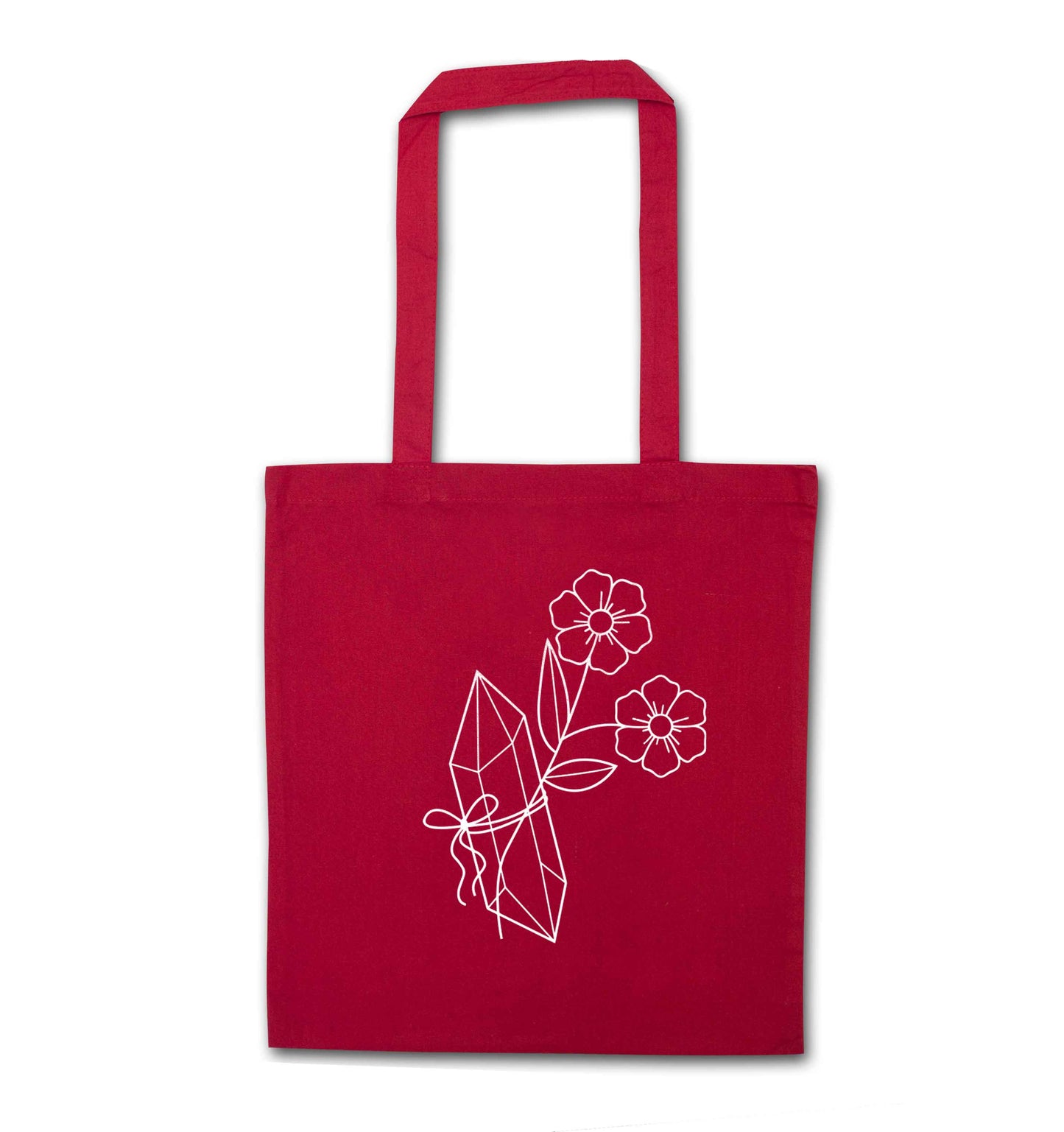 Crystal flower illustration red tote bag