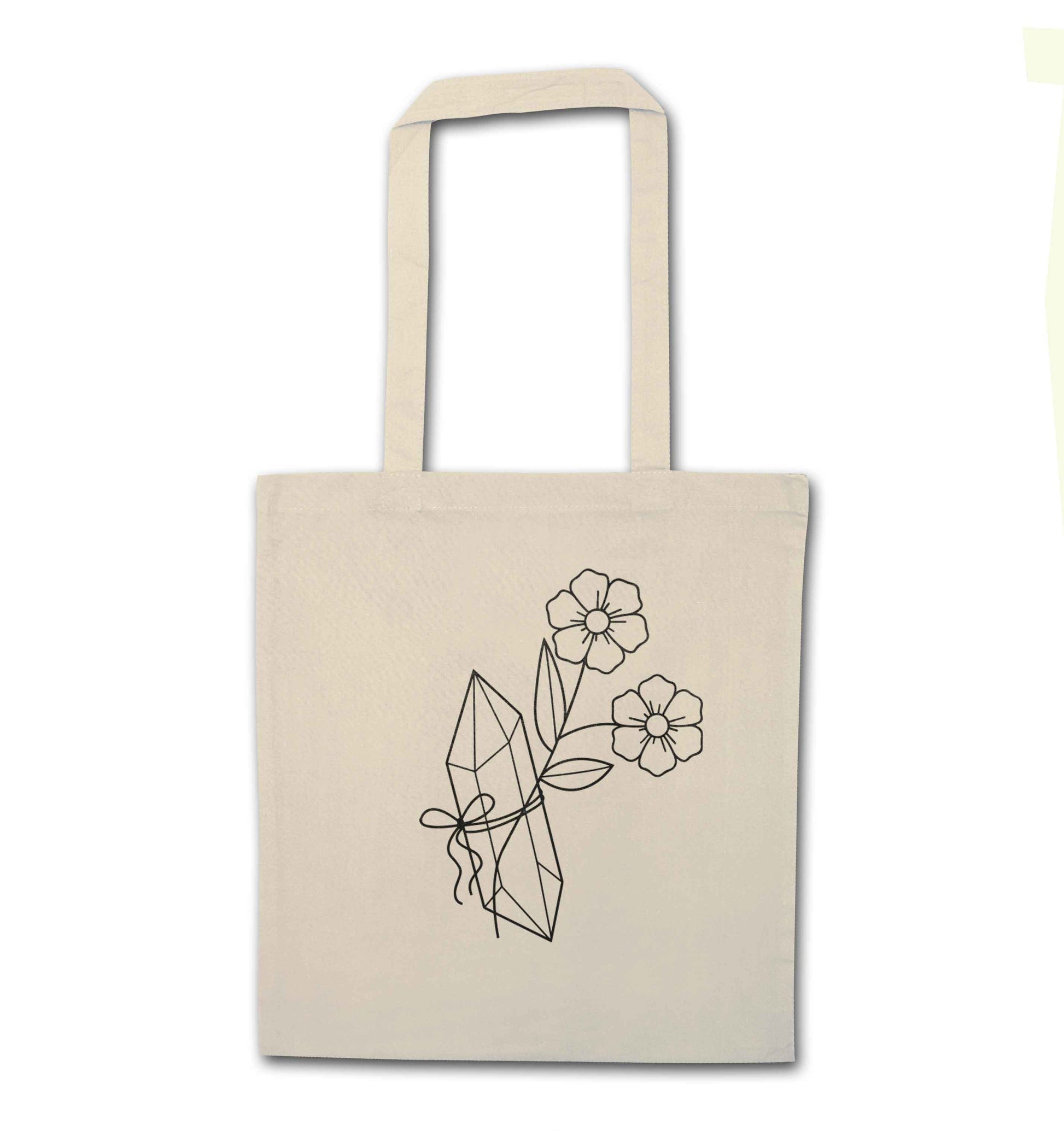 Crystal flower illustration natural tote bag