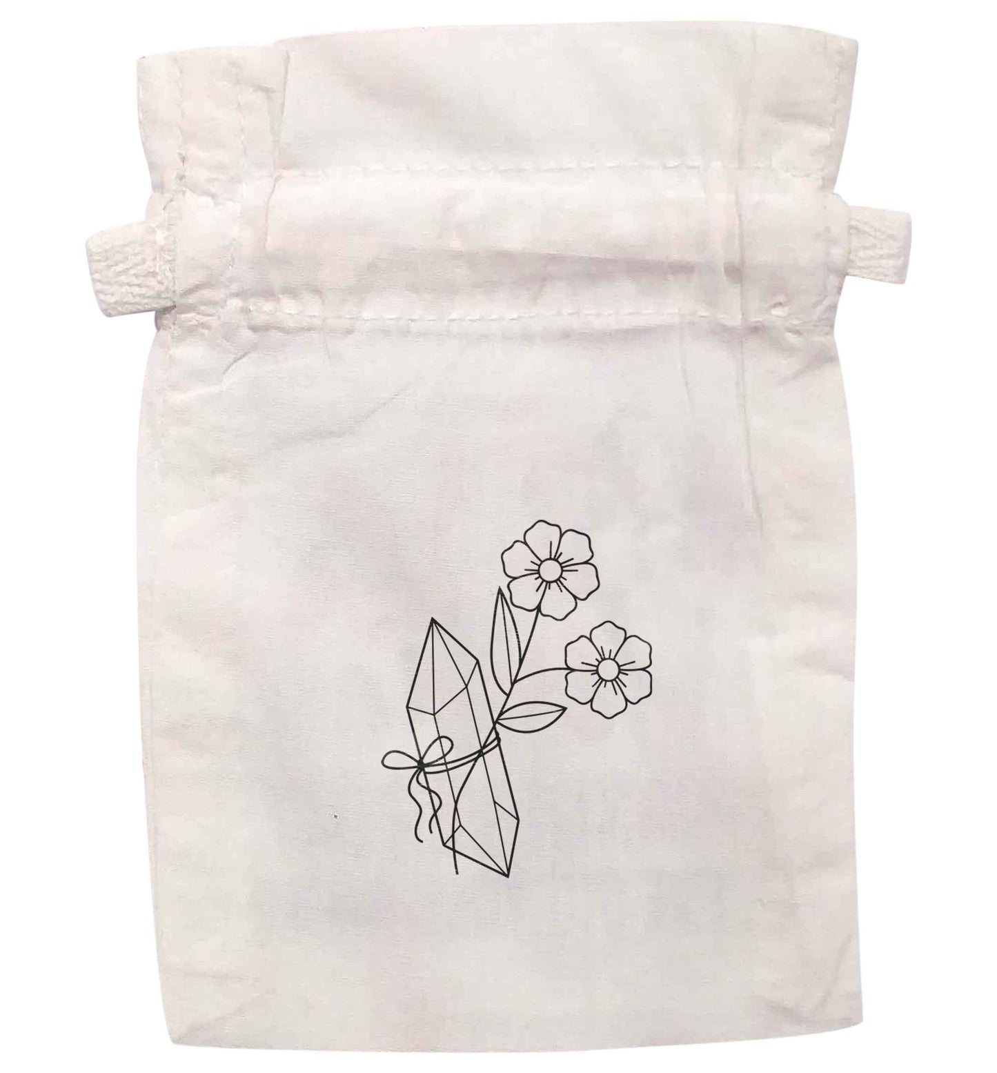 Crystal flower illustration | XS - L | Pouch / Drawstring bag / Sack | Organic Cotton | Bulk discounts available!