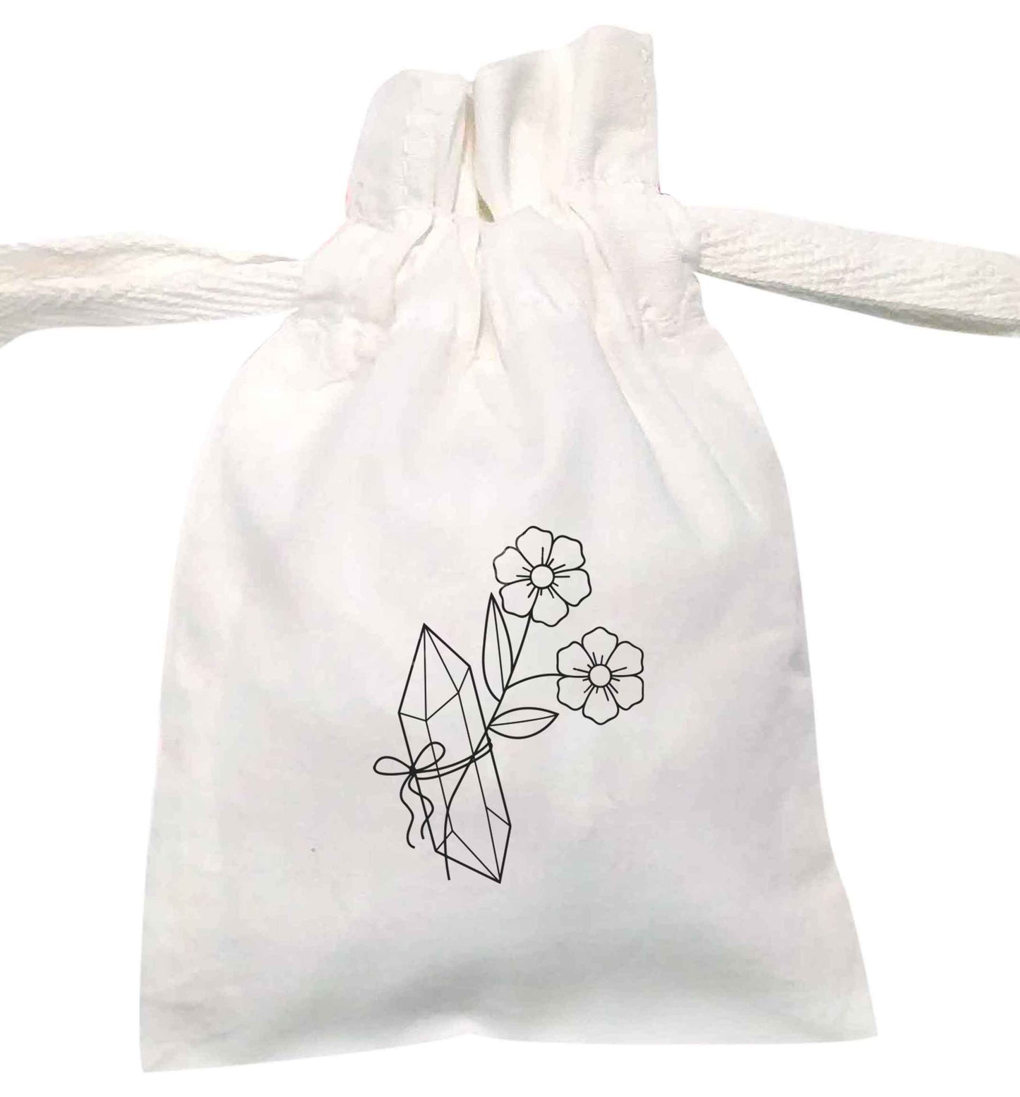 Crystal flower illustration | XS - L | Pouch / Drawstring bag / Sack | Organic Cotton | Bulk discounts available!