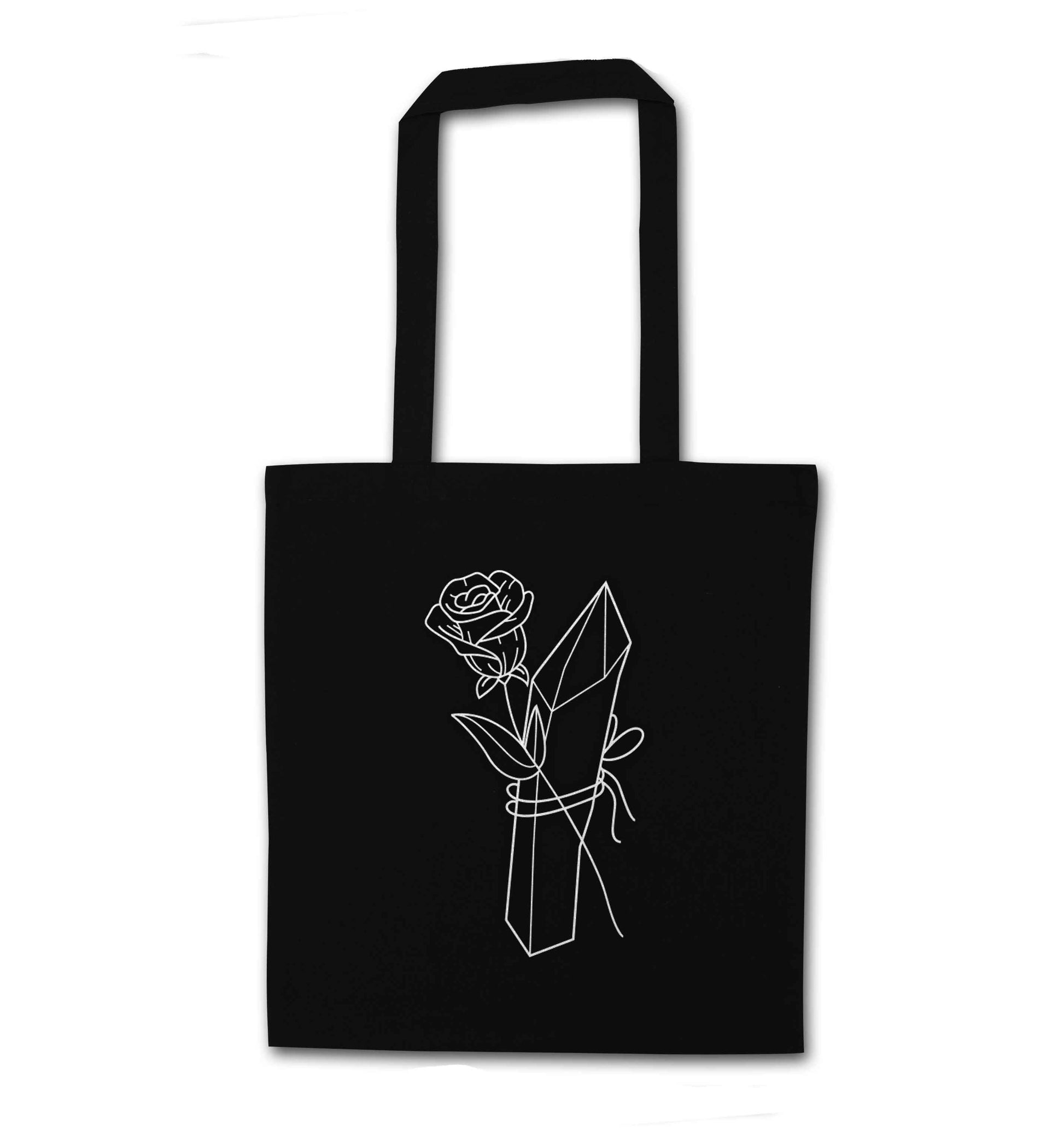 Rose crystal black tote bag