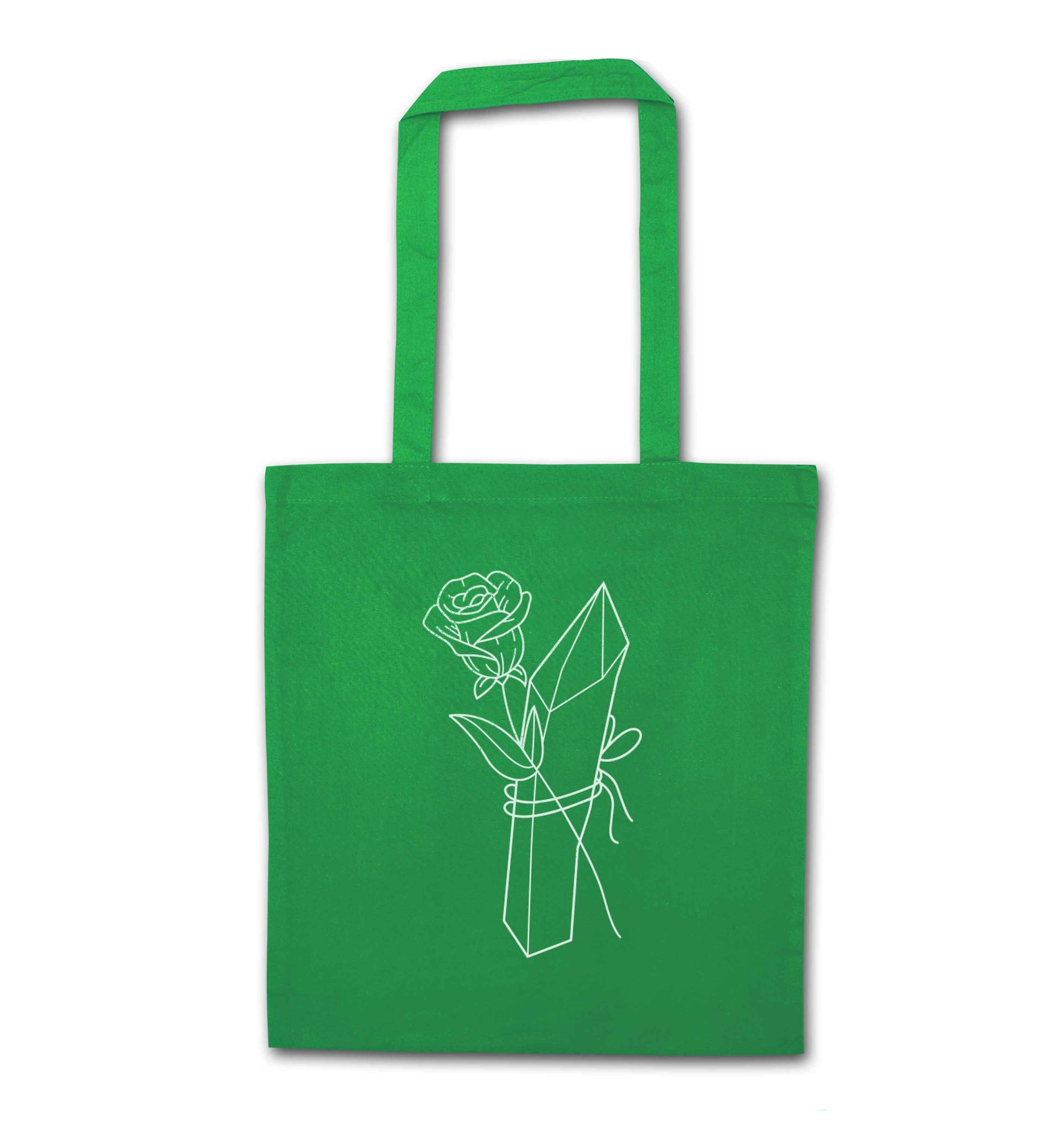 Rose crystal green tote bag