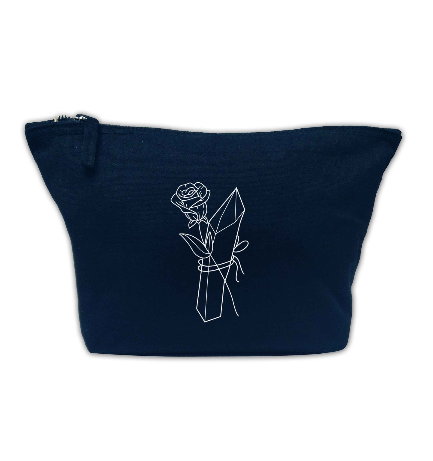 Rose crystal navy makeup bag