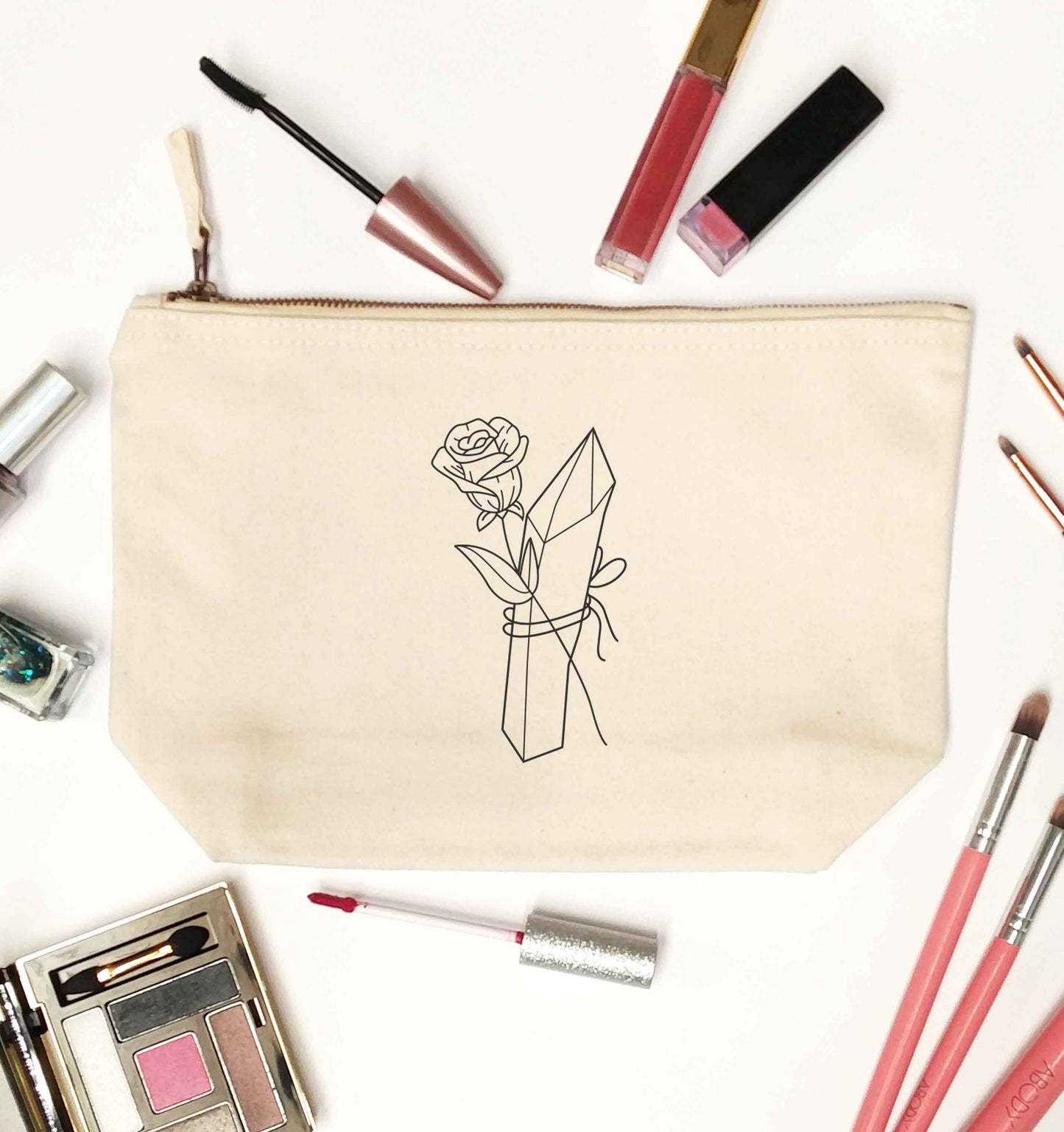 Rose crystal natural makeup bag