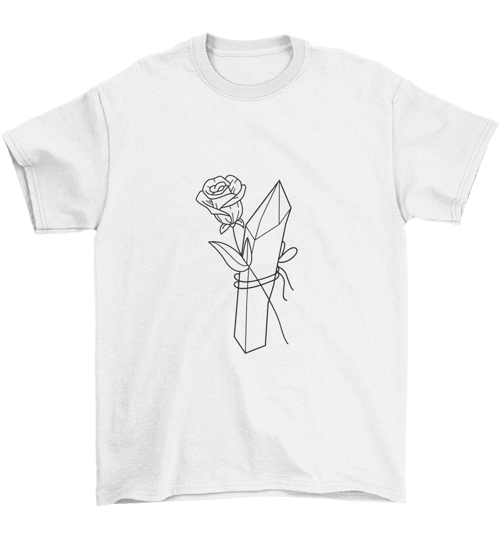 Rose crystal Children's white Tshirt 12-13 Years