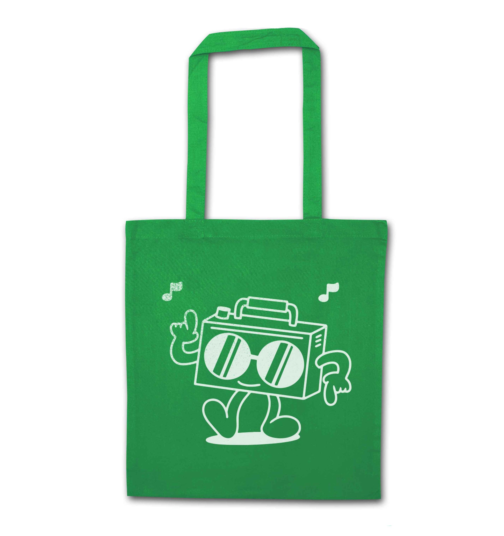 Boombox green tote bag