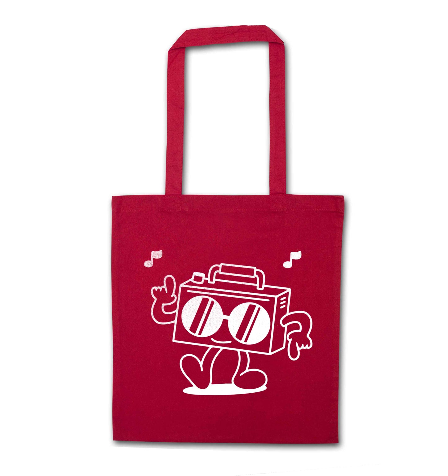 Boombox red tote bag