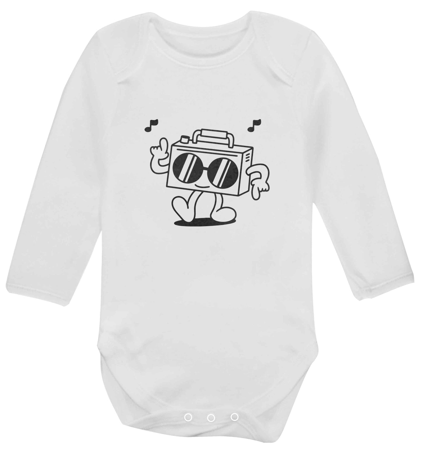 Boombox baby vest long sleeved white 6-12 months