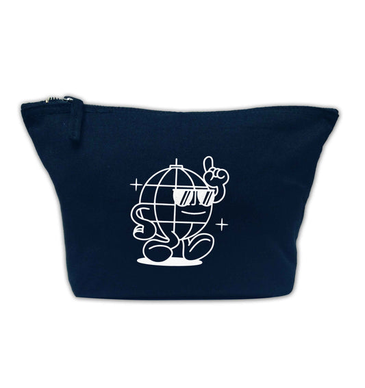 Disco ball navy makeup bag