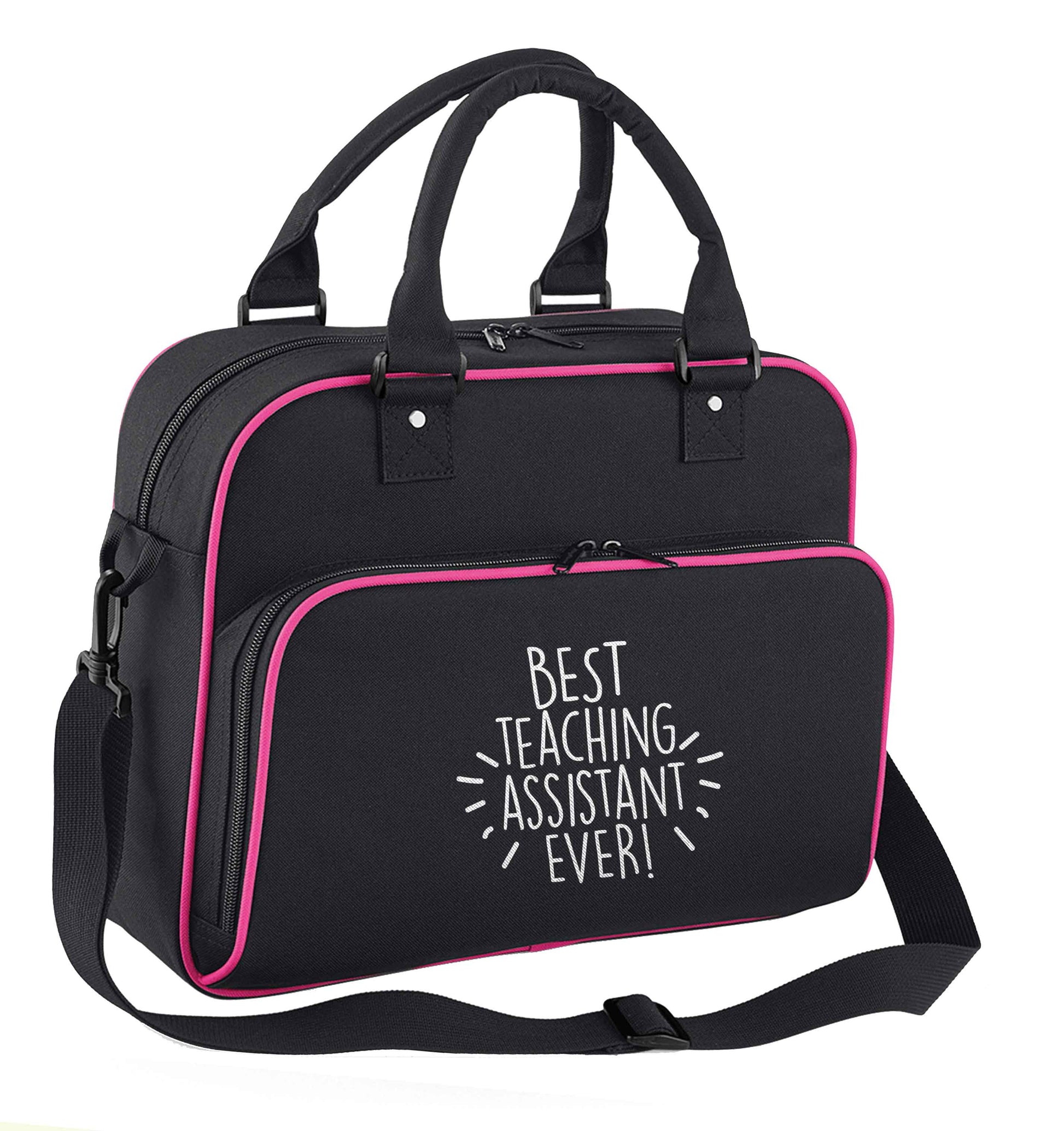 Best teaching assistant ever! children's dance bag black with pink detail