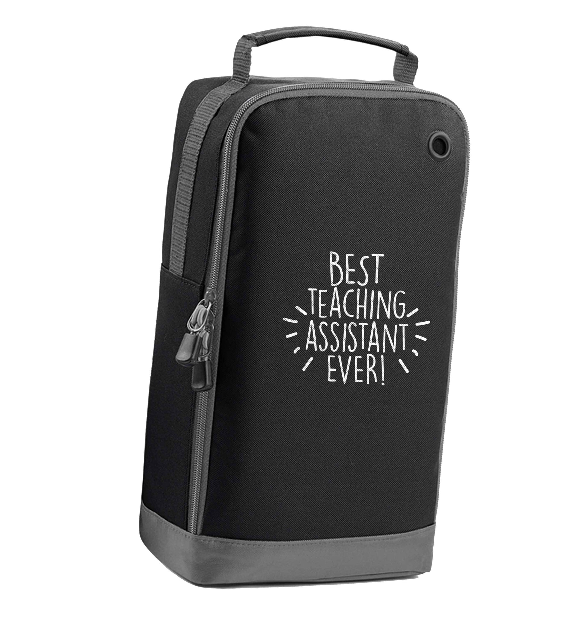 Best teaching assistant ever! black sports shoe bag vertical print