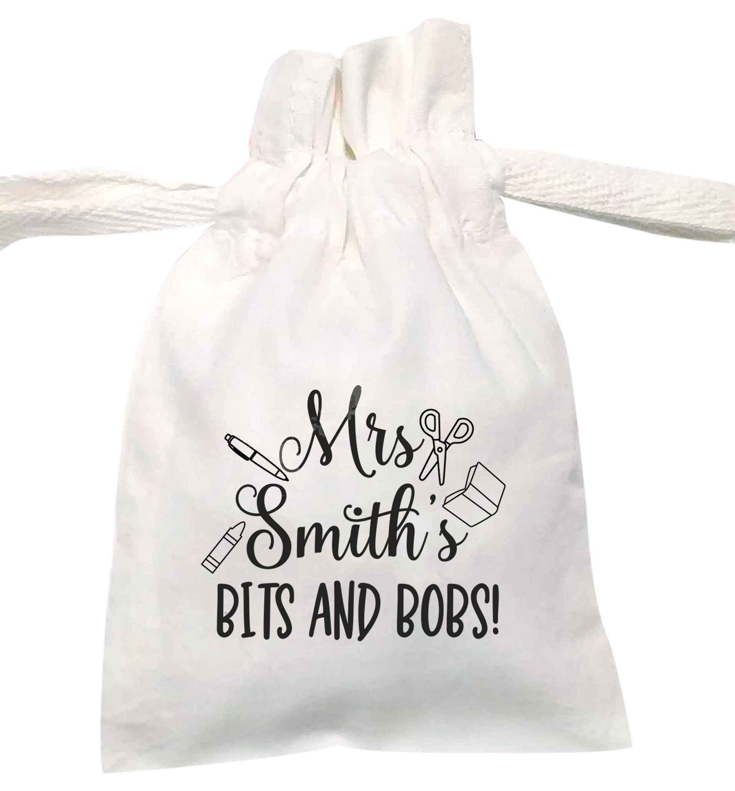Mrs personalised teachers bits and bobs | XS - L | Pouch / Drawstring bag / Sack | Organic Cotton | Bulk discounts available!