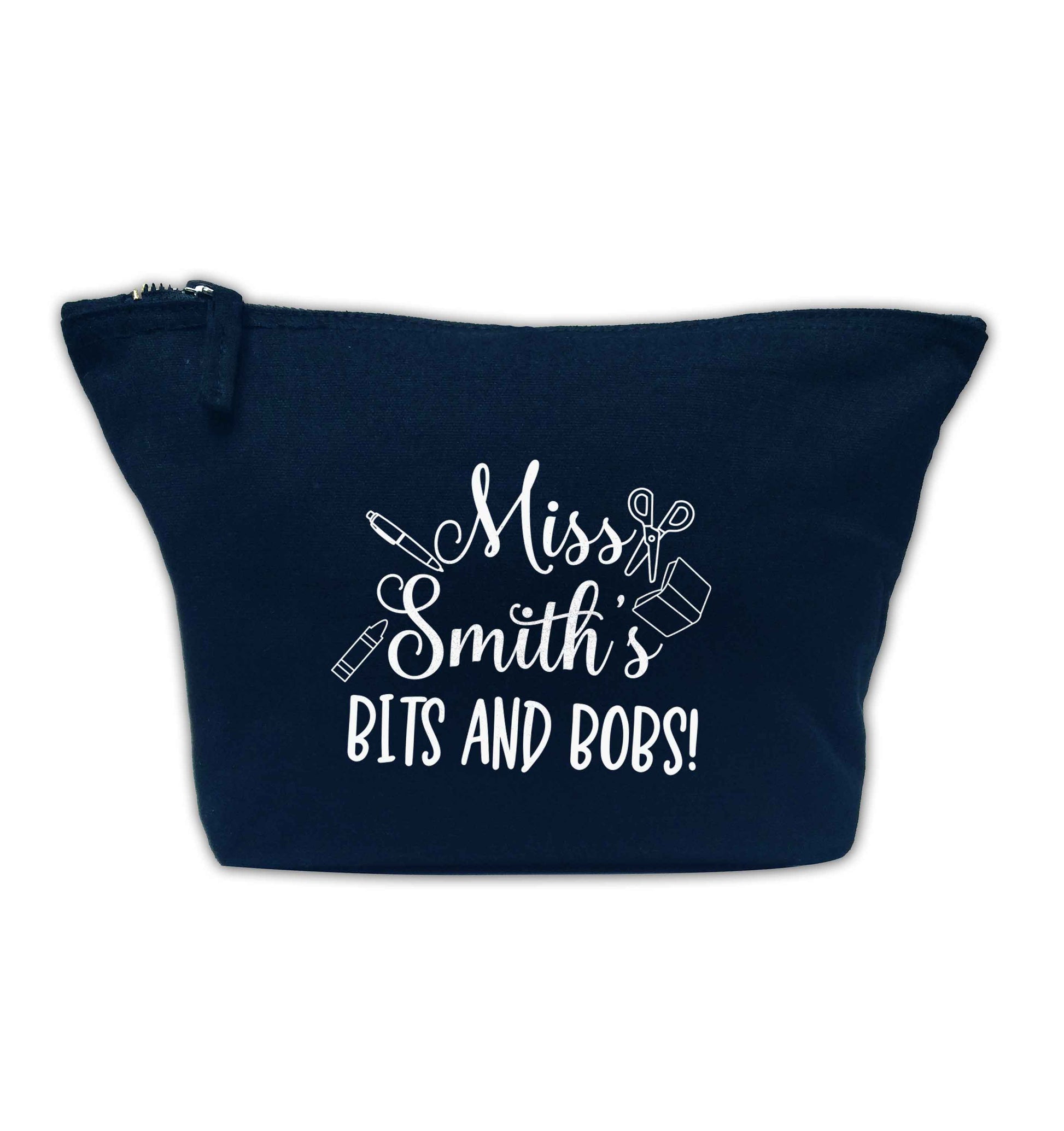 Miss personalised teachers bits and bobs navy makeup bag