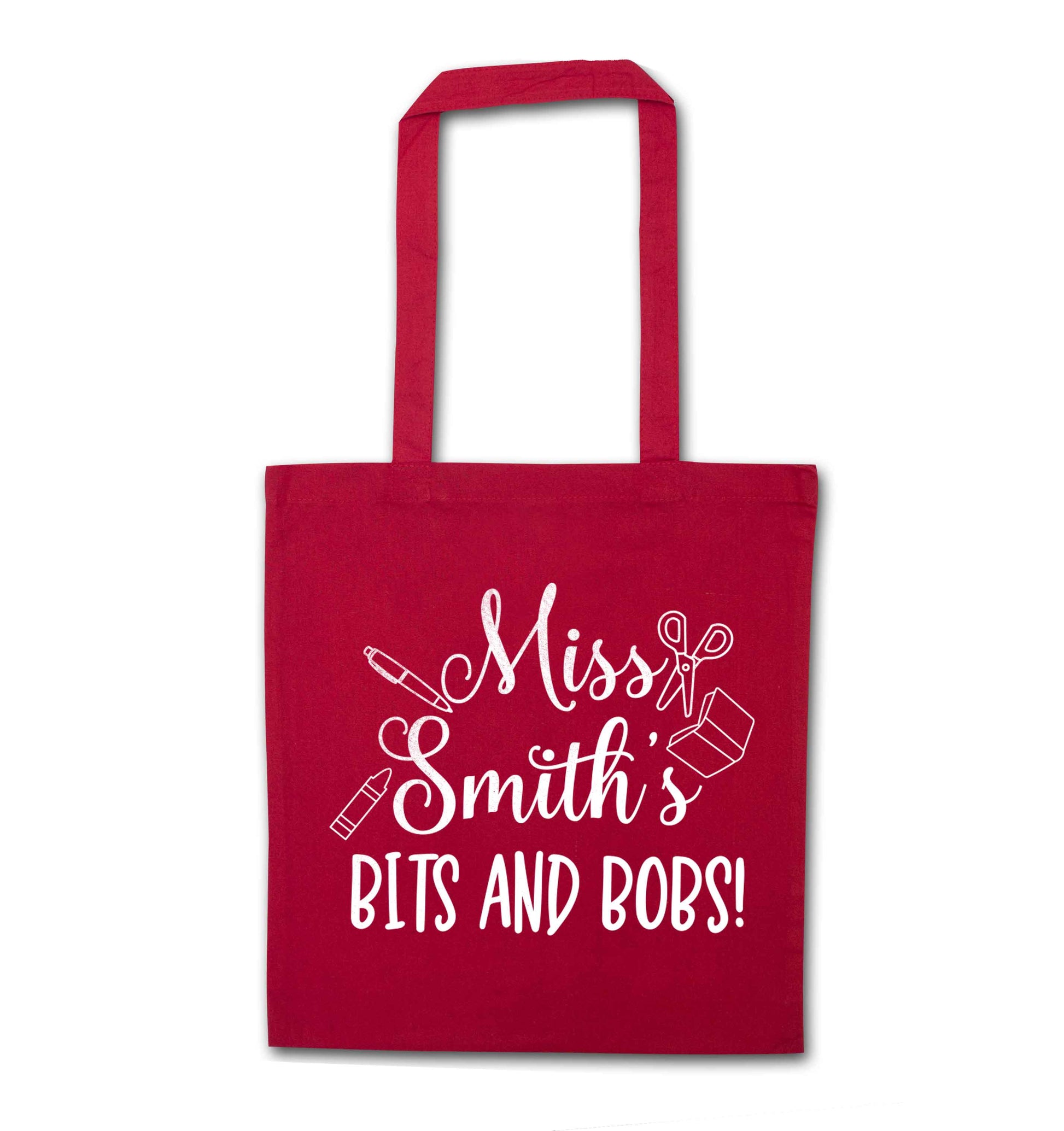 Miss personalised teachers bits and bobs red tote bag
