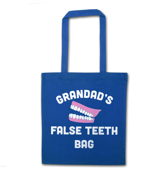 Grandads false teeth bag blue tote bag