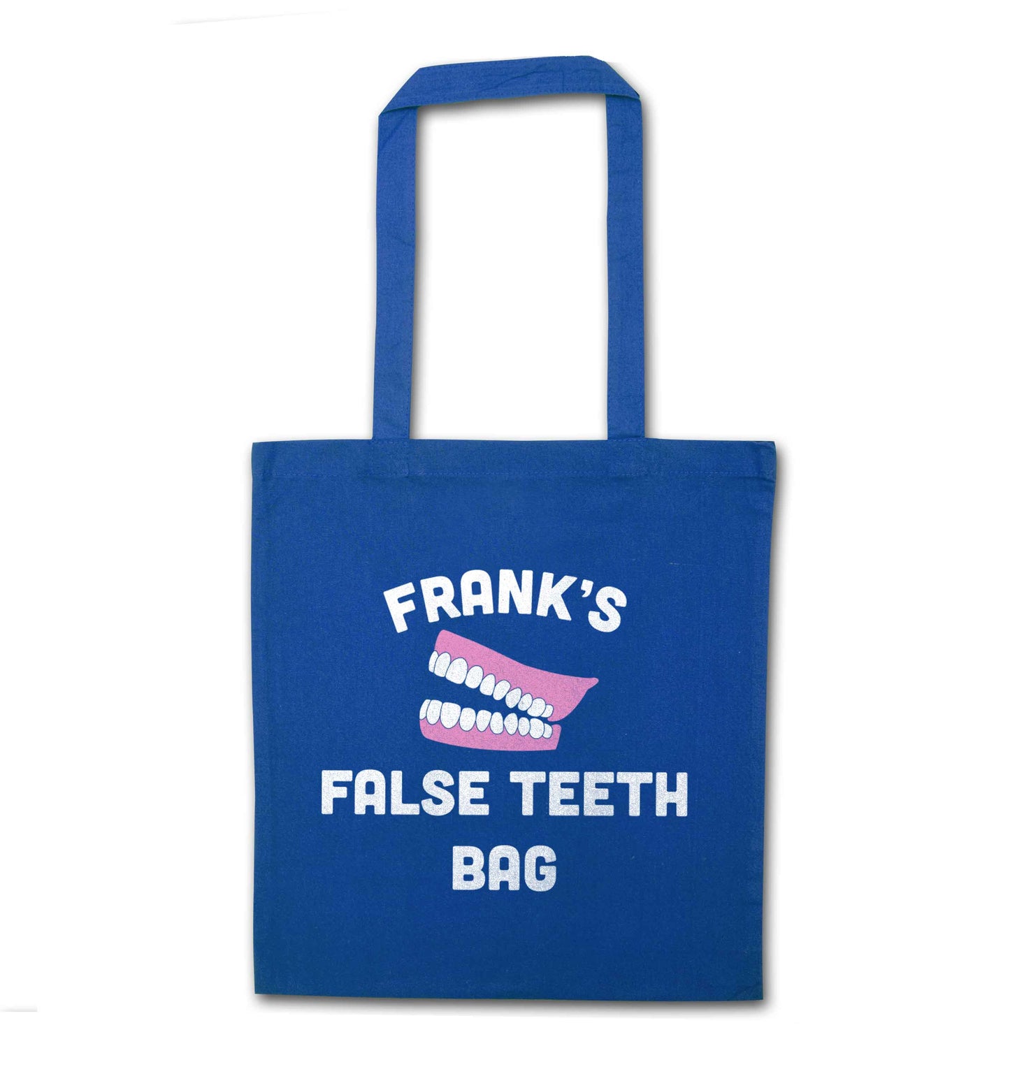 Personalised false teeth bag blue tote bag