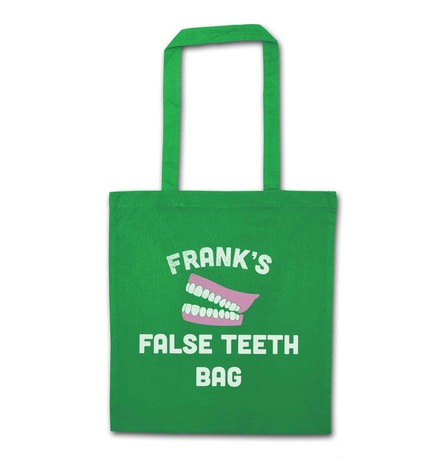 Personalised false teeth bag green tote bag