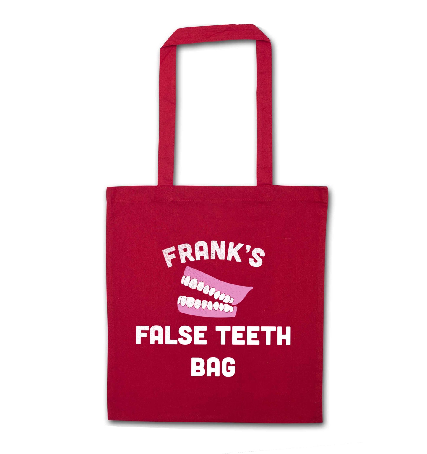 Personalised false teeth bag red tote bag