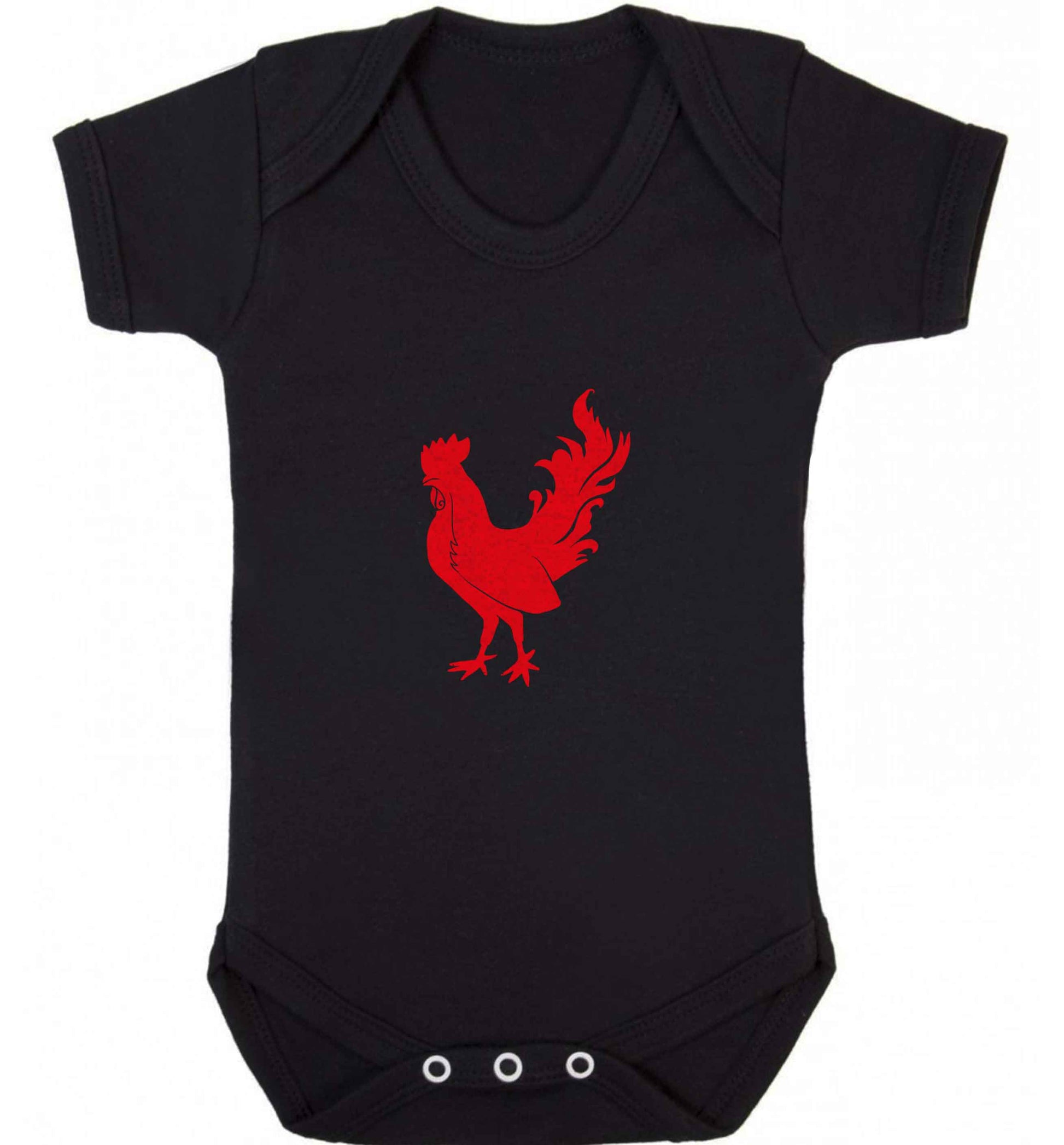 Rooster baby vest black 18-24 months
