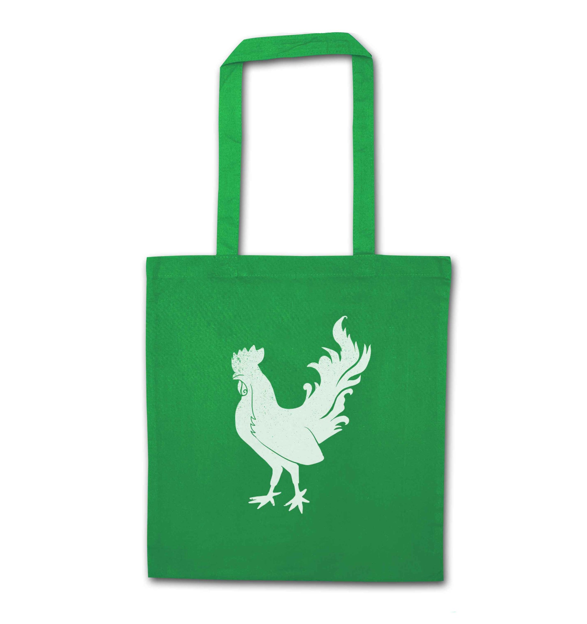 Rooster green tote bag