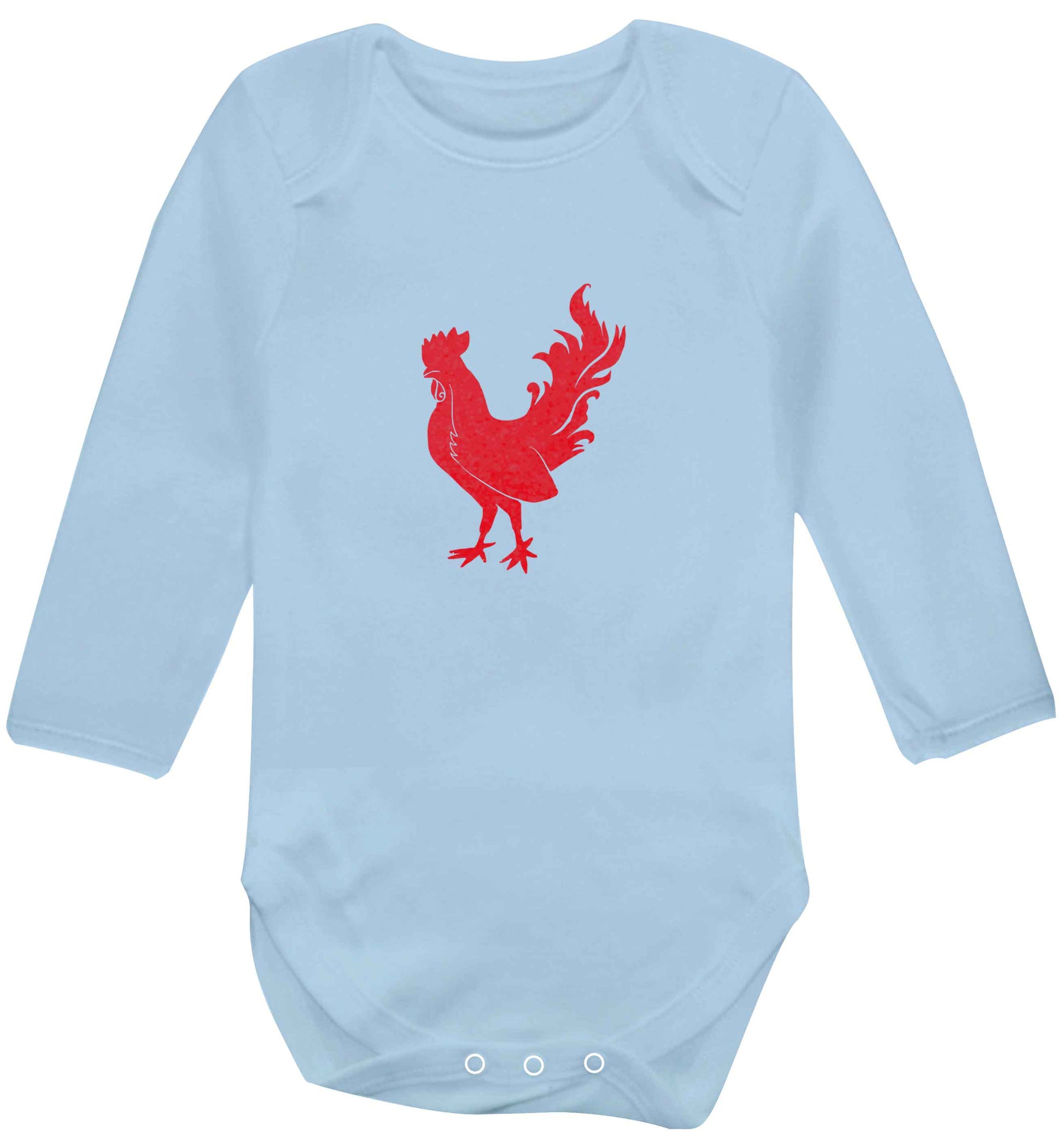 Rooster baby vest long sleeved pale blue 6-12 months