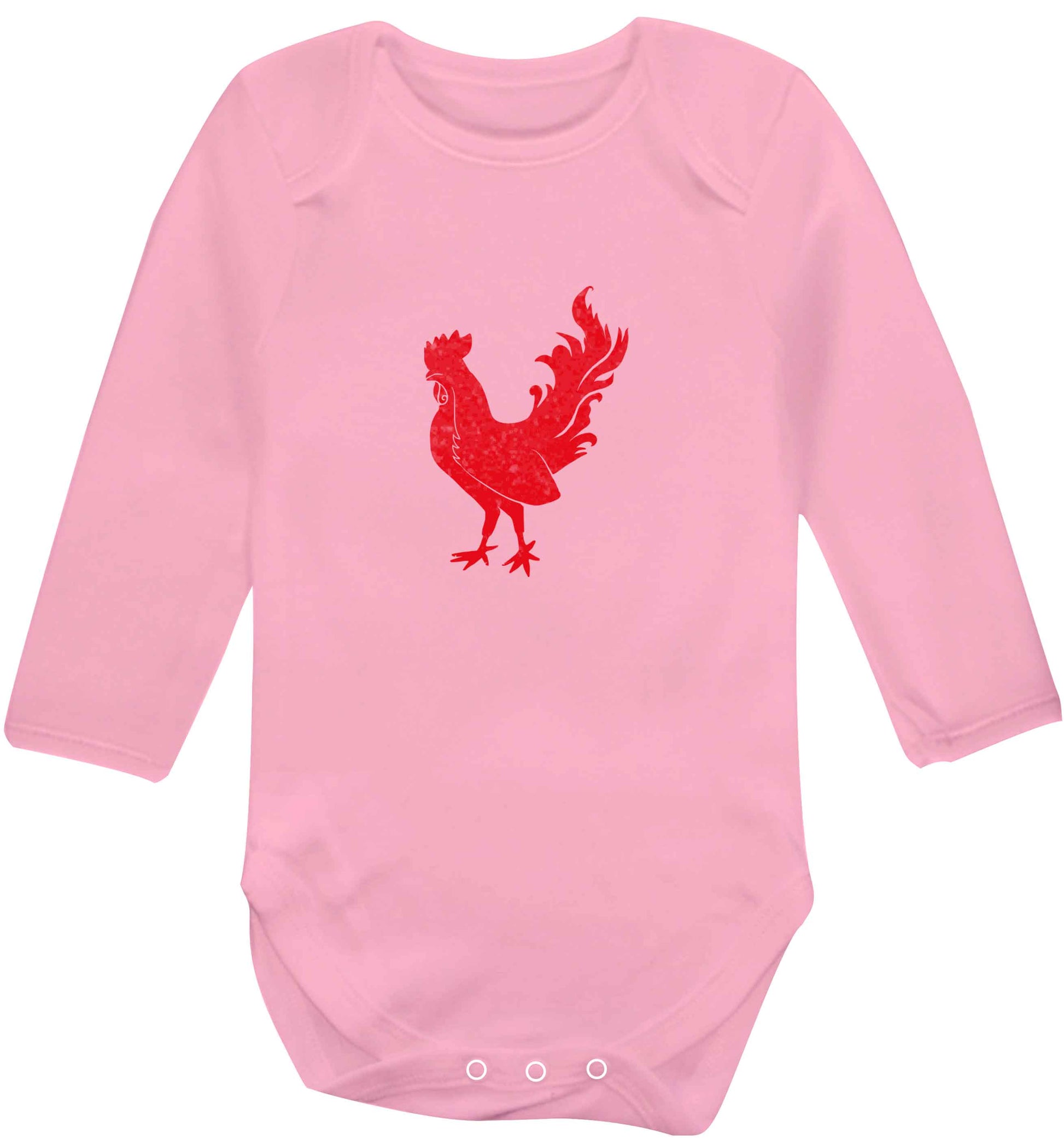 Rooster baby vest long sleeved pale pink 6-12 months