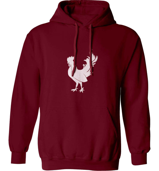 Rooster adults unisex maroon hoodie 2XL