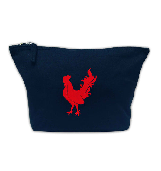 Rooster navy makeup bag