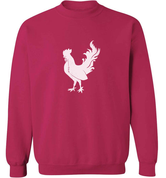 Rooster adult's unisex pink sweater 2XL