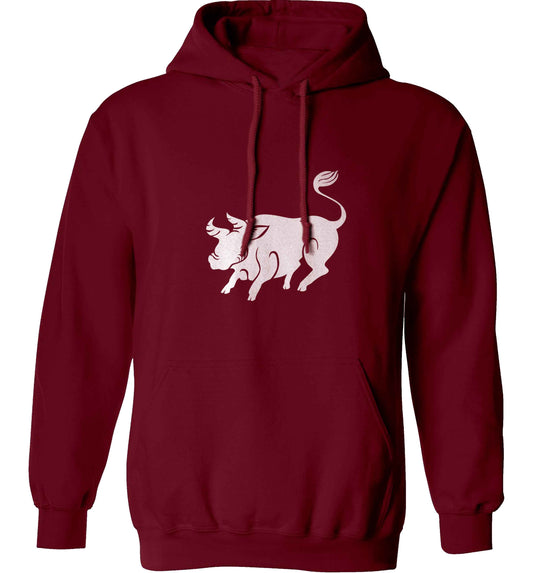 Pig face adults unisex maroon hoodie 2XL