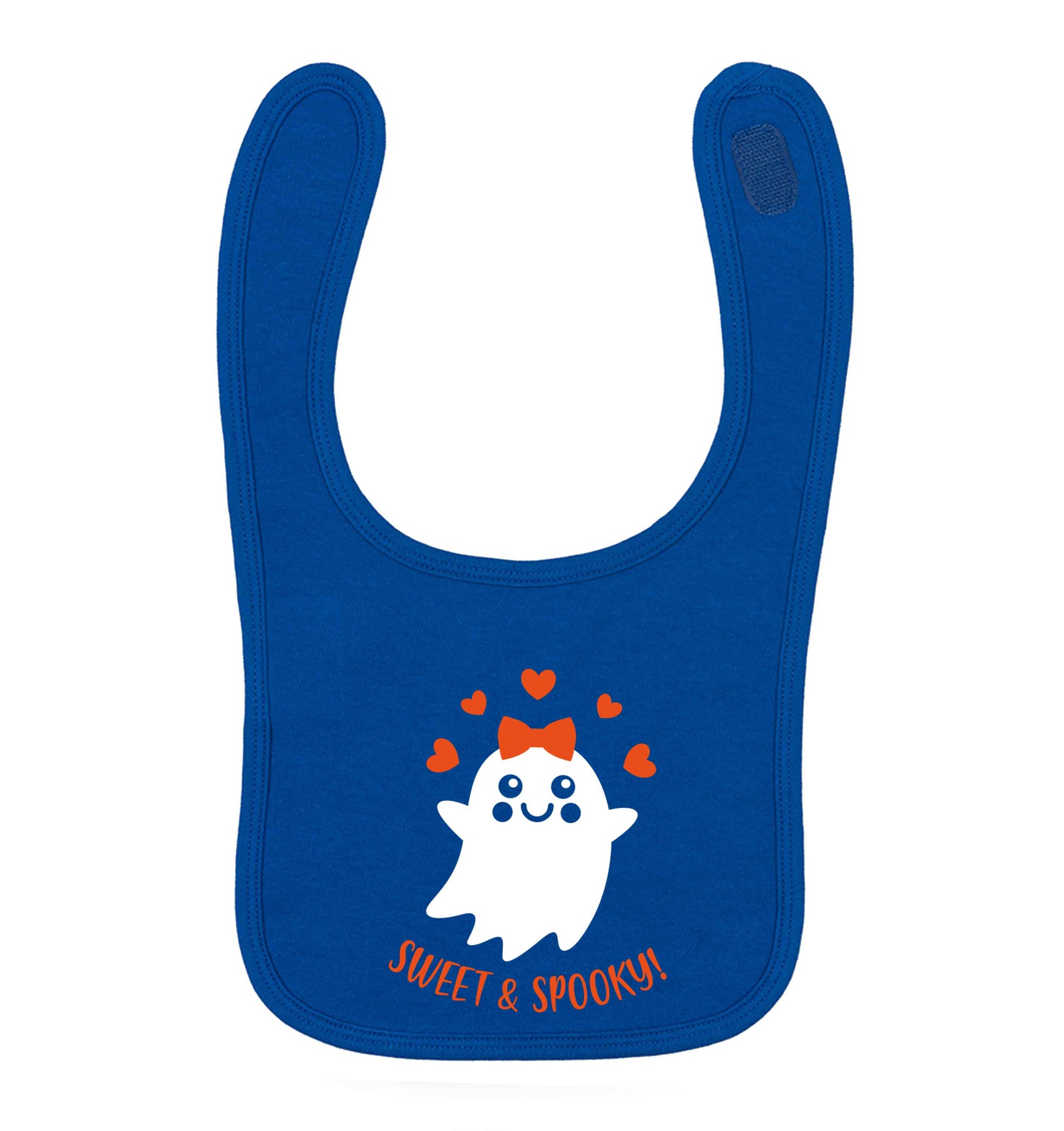 Sweet and spooky royal blue baby bib