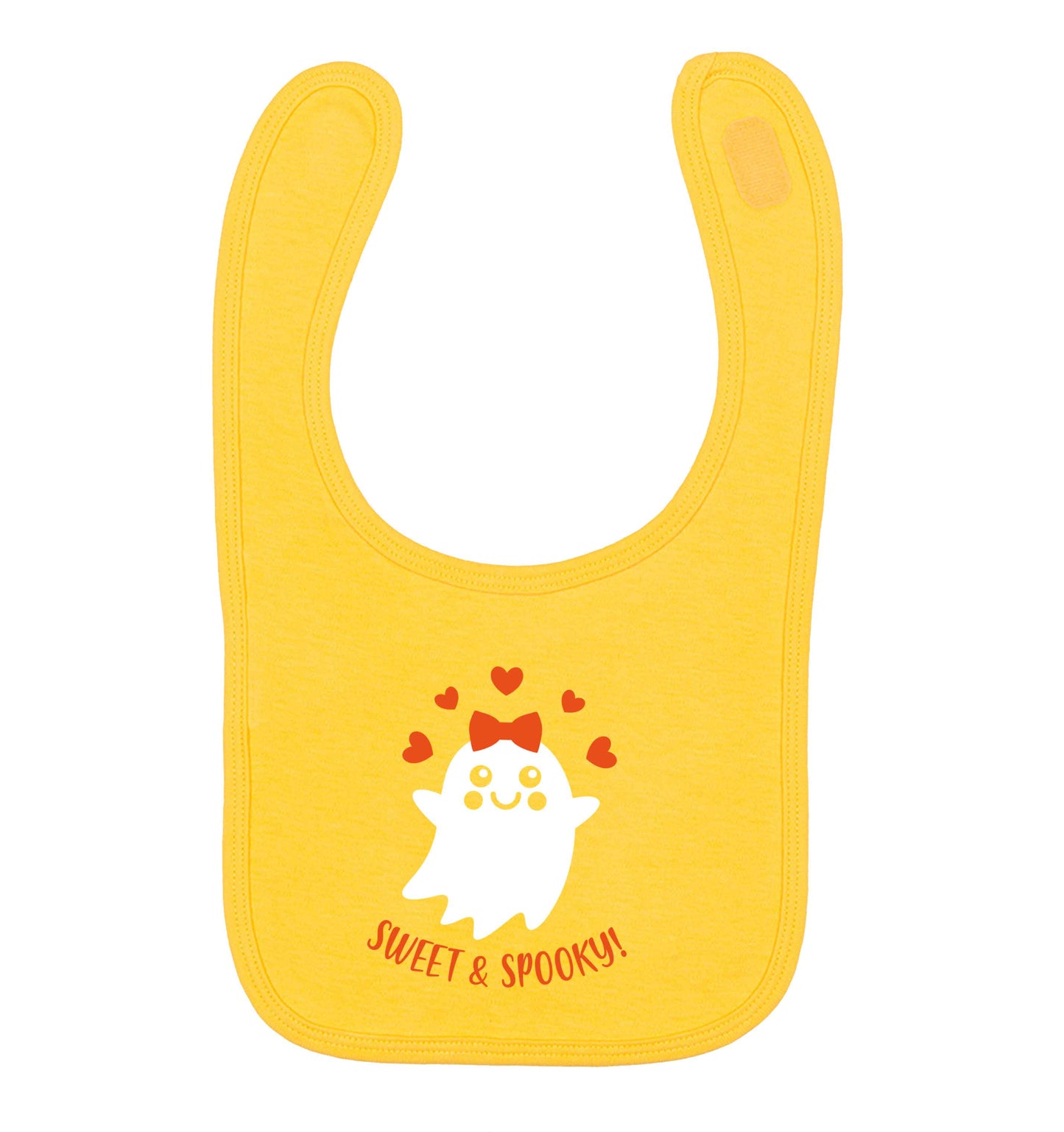 Sweet and spooky yellow baby bib