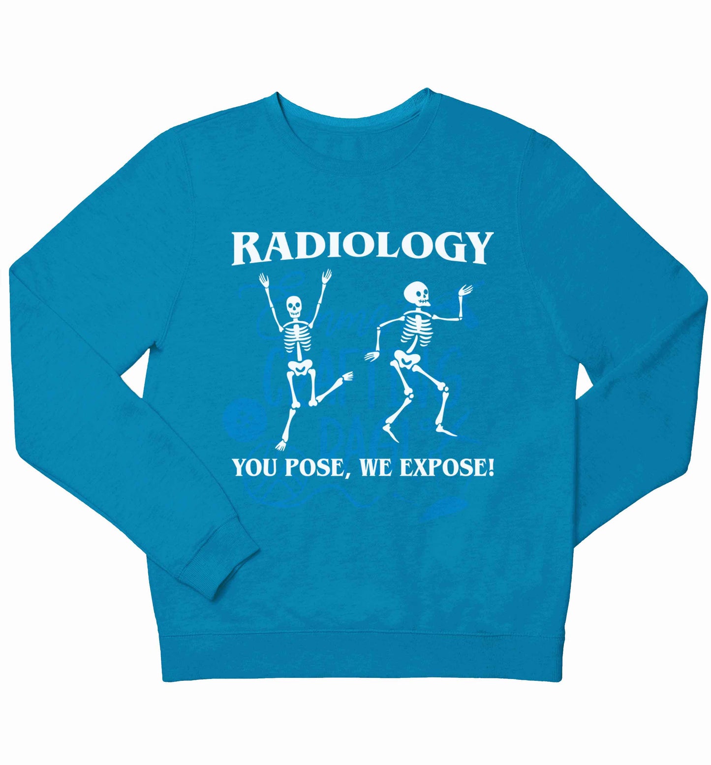 Radiology you pose we expose children's blue sweater 12-13 Years
