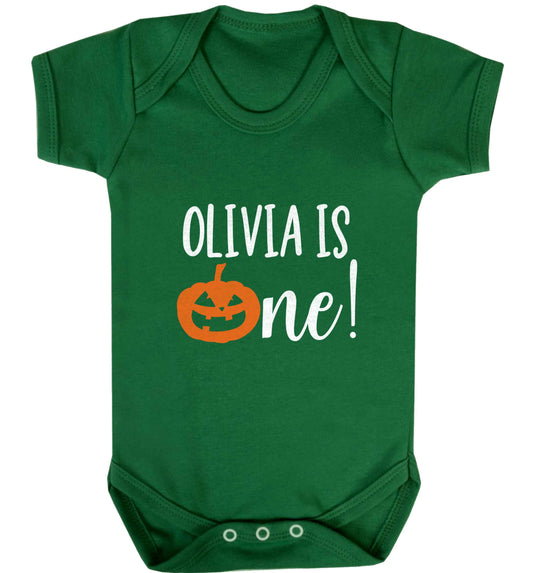 Personalised is turning one baby vest green 18-24 months