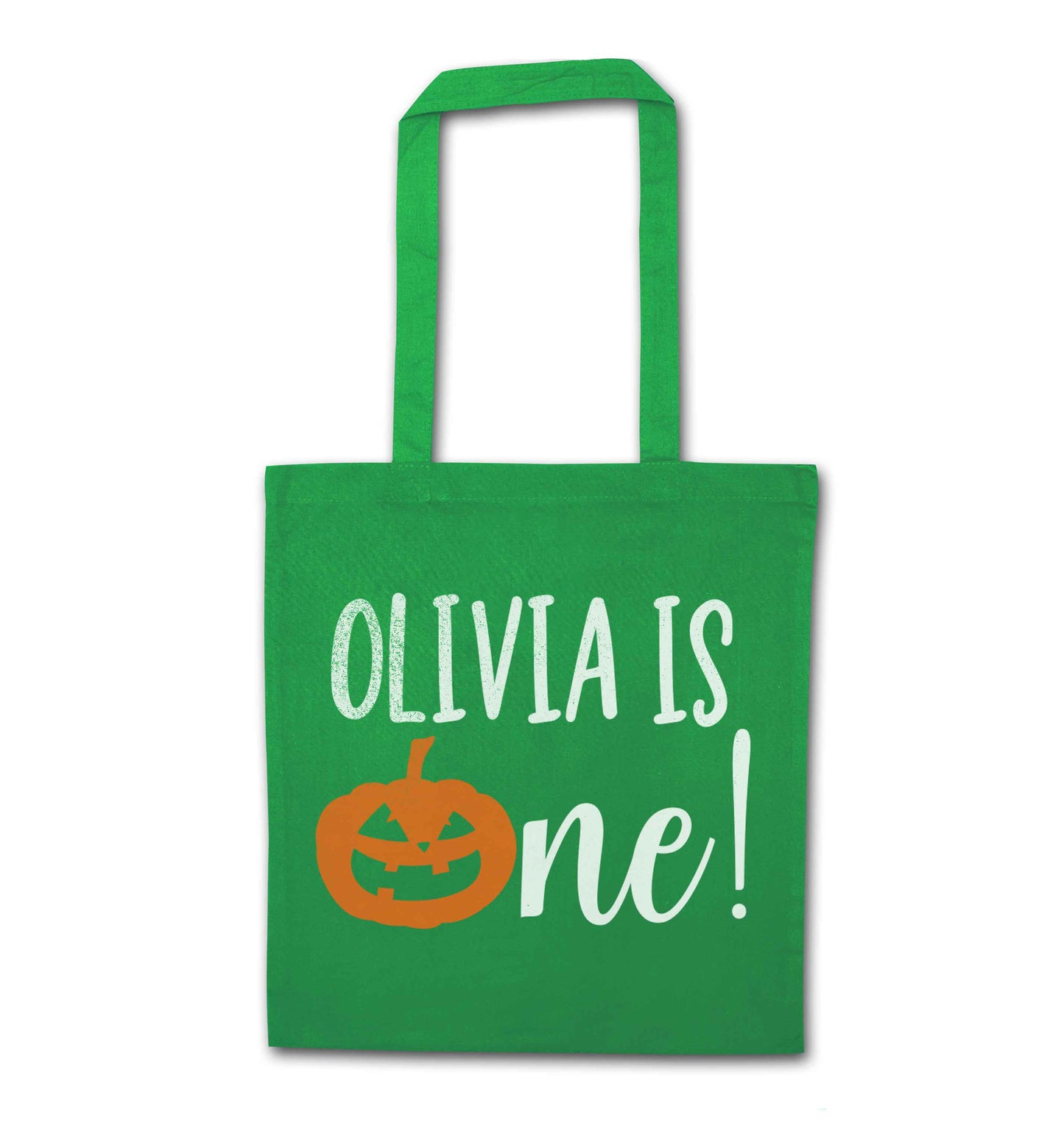 Personalised is turning one green tote bag